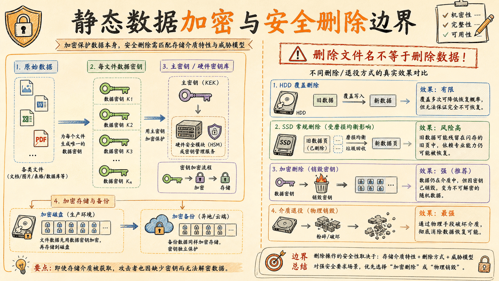 静态数据加密与安全删除边界
