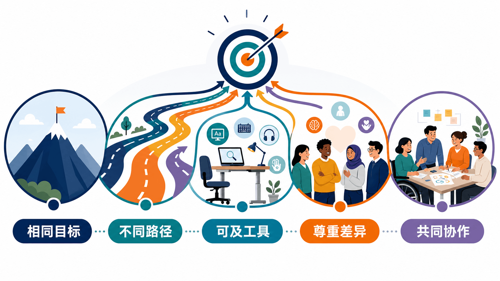 包容型工作设计:以相同目标为中心,为不同成员提供多条参与路径、可及工具与协作支持