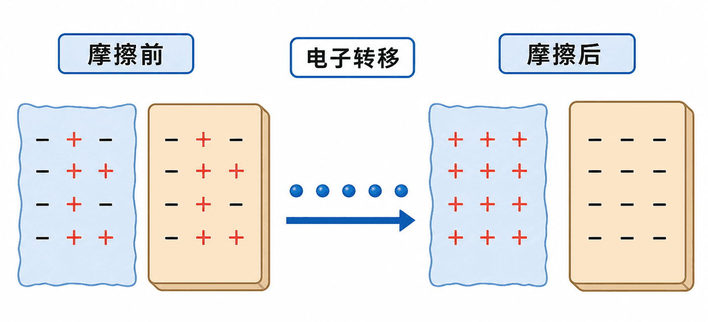 两个物体摩擦前后只有电子发生转移,所得正负电荷等量,总电荷不变