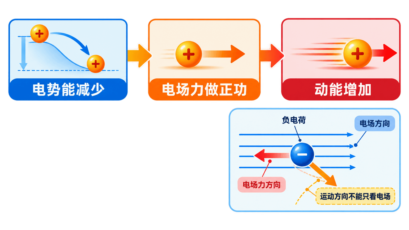 电场力做功、电势能和动能的变化链