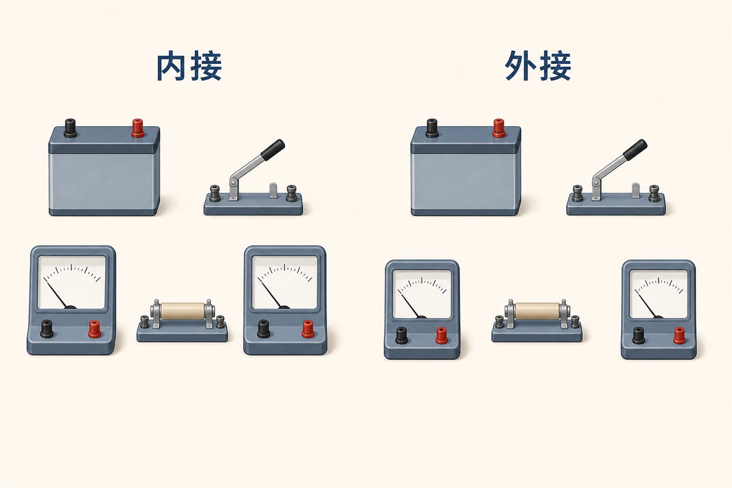 伏安法中电流表内接与外接的器材布局