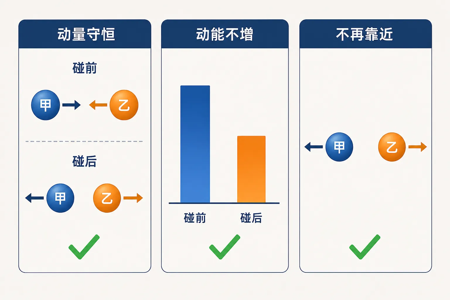 碰撞结果的动量、能量与分离条件检查