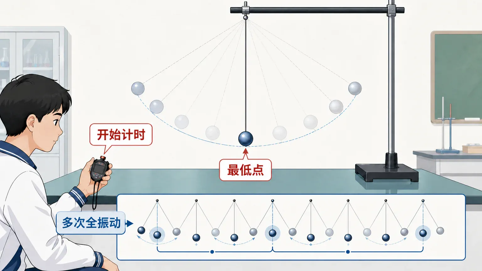 经过最低点开始计时,并累计多个全振动