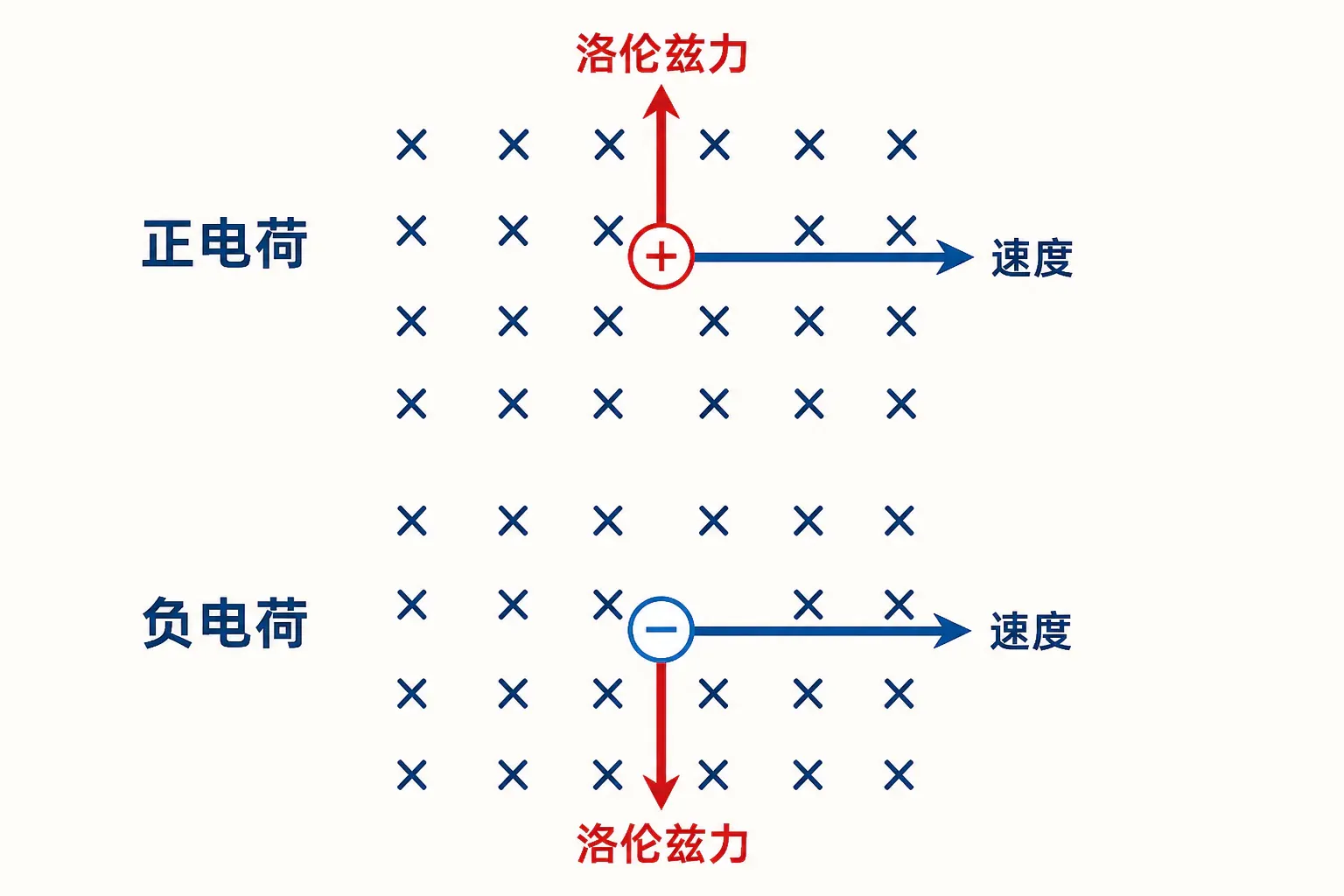 正负电荷的洛伦兹力方向