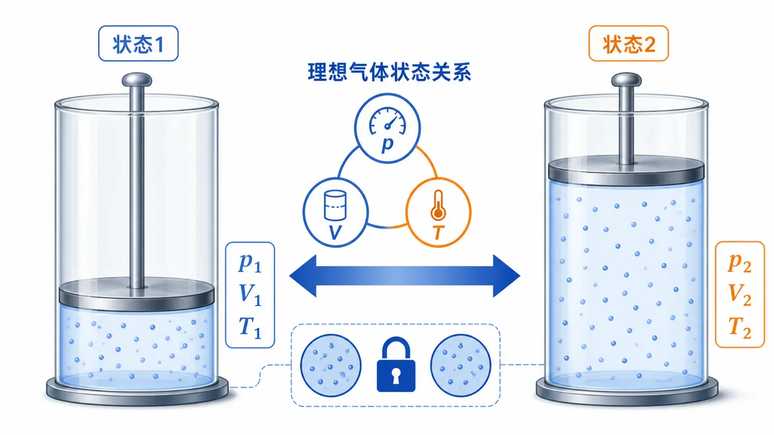 同一份气体从状态一变化到状态二