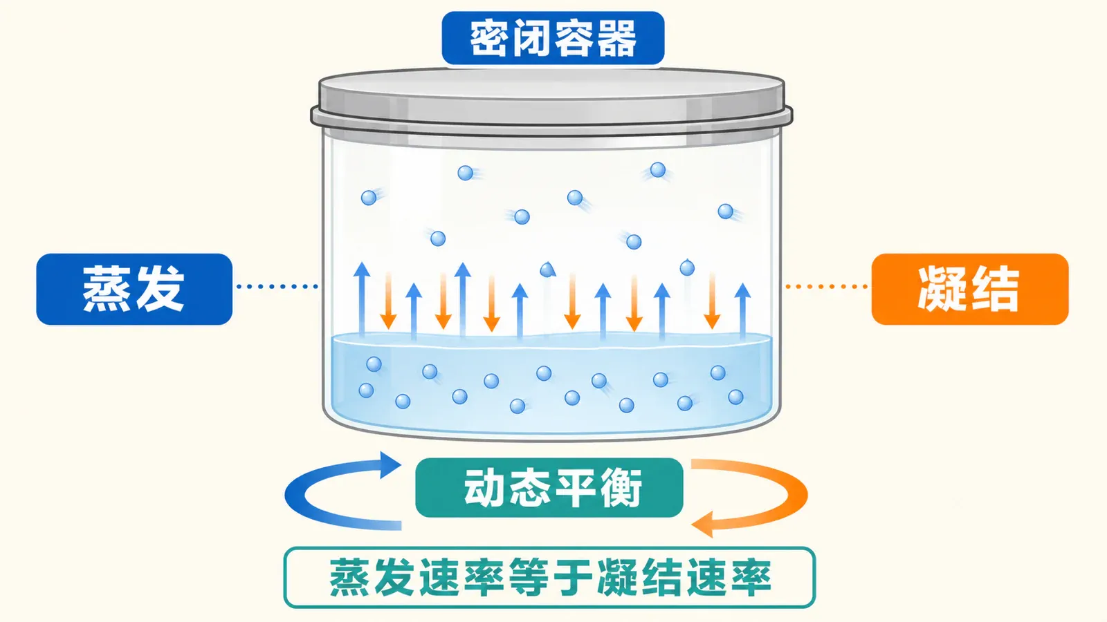 密闭容器中蒸发与凝结达到动态平衡