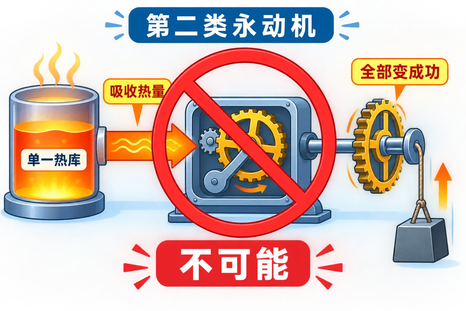 从单一热库吸热并全部做功的第二类永动机设想不可行