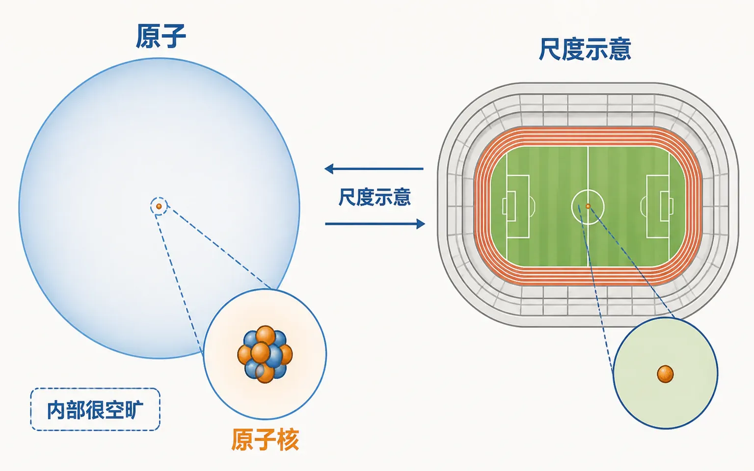 原子尺度与原子核尺度的数量级对比