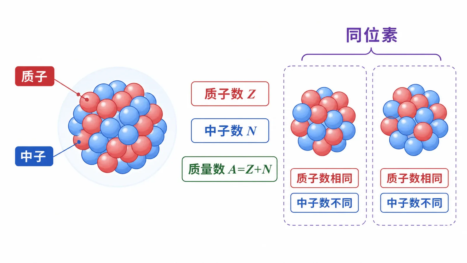 原子核组成、质量数关系与同位素