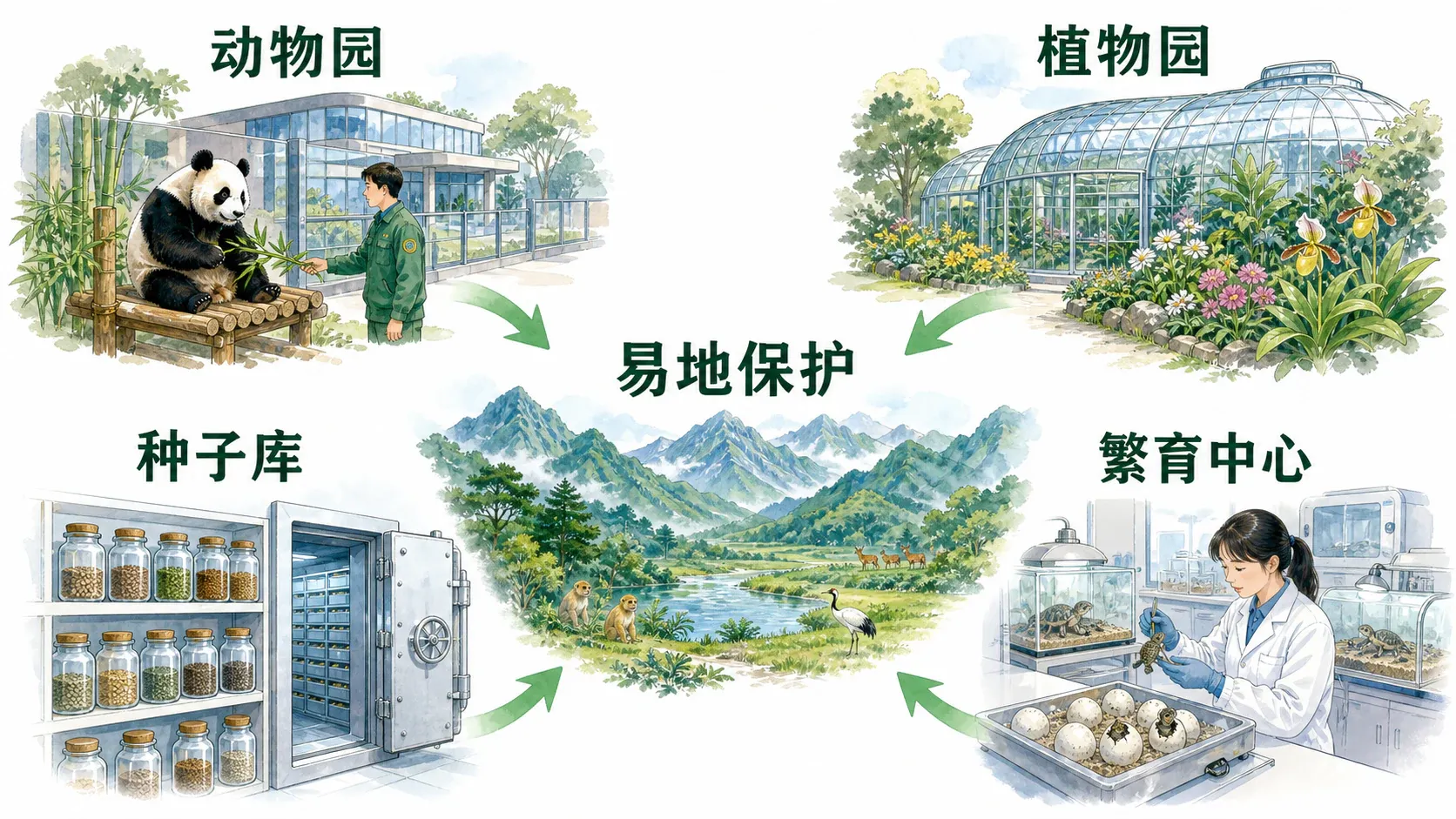 动物园、植物园、种子库和繁育中心协同开展易地保护的教材插图