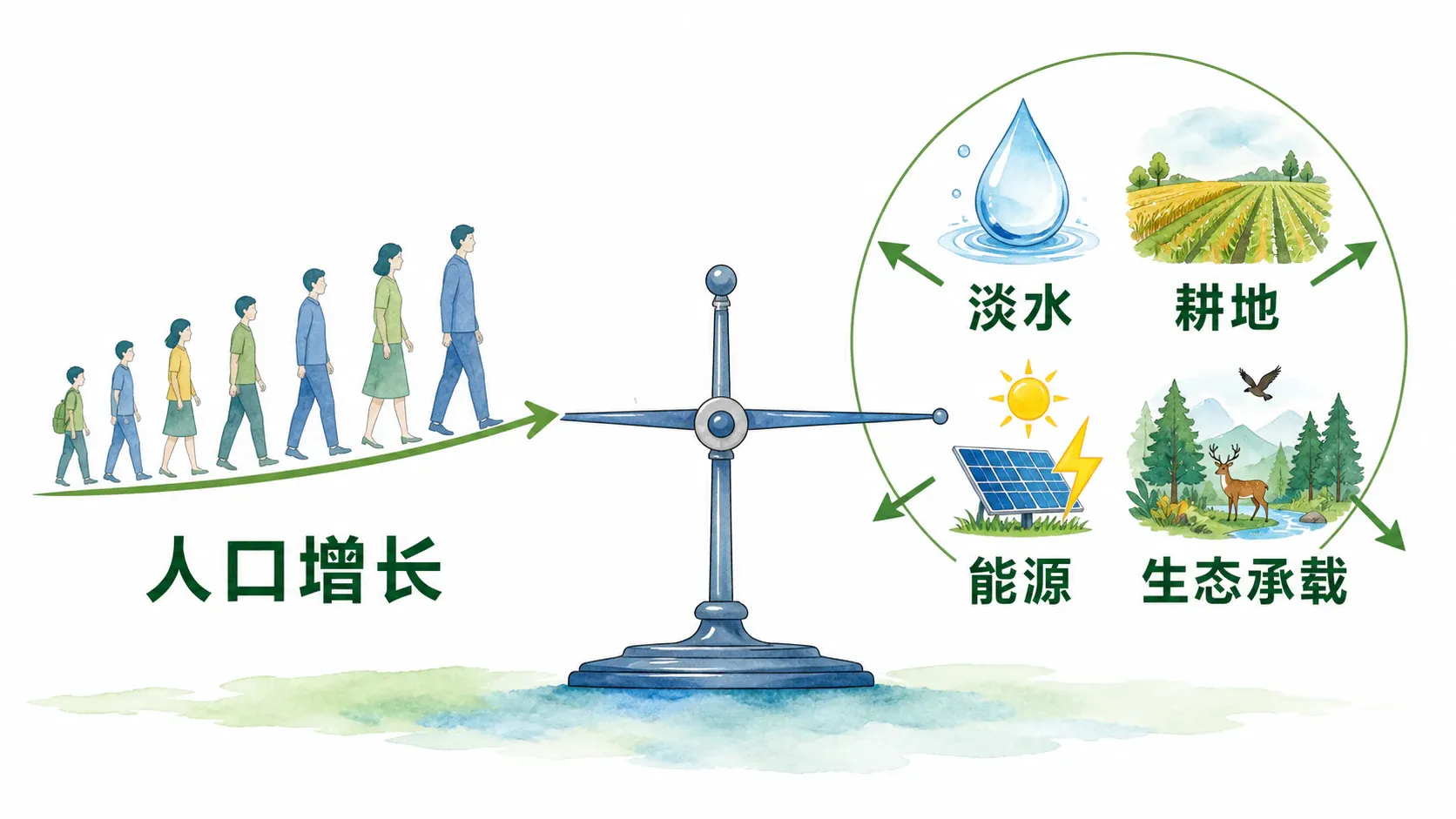 人口增长、资源利用与生态环境之间关系的教材插图