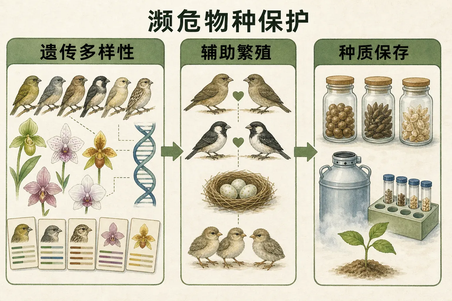 濒危物种保护:遗传多样性评估、繁殖管理与种质资源保存