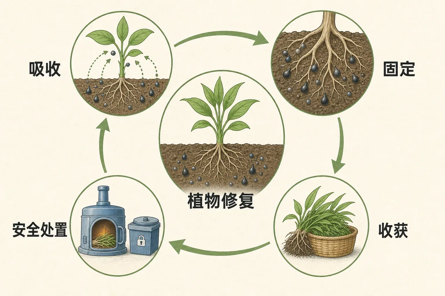植物修复:根系吸收、固定污染物与收获处置的完整闭环