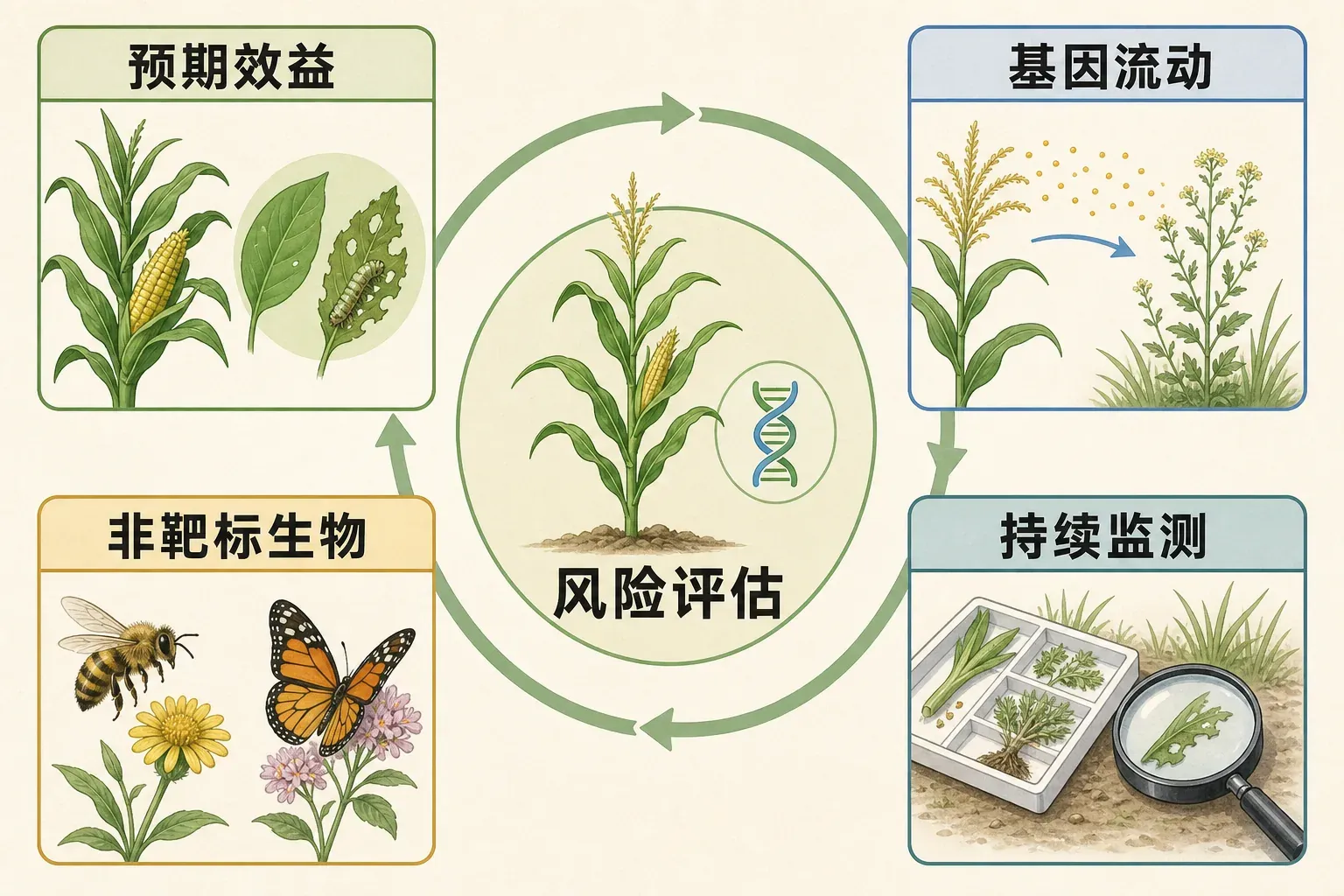环境风险评估:效益、基因流动、非靶标生物与持续监测