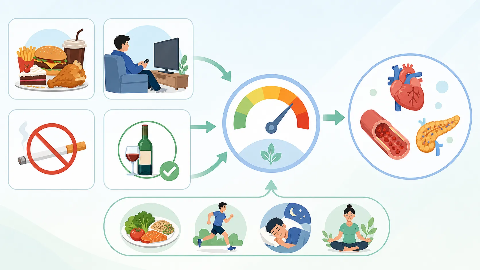 慢性病共同危险因素:不健康饮食、缺乏运动、吸烟与过量饮酒的长期影响