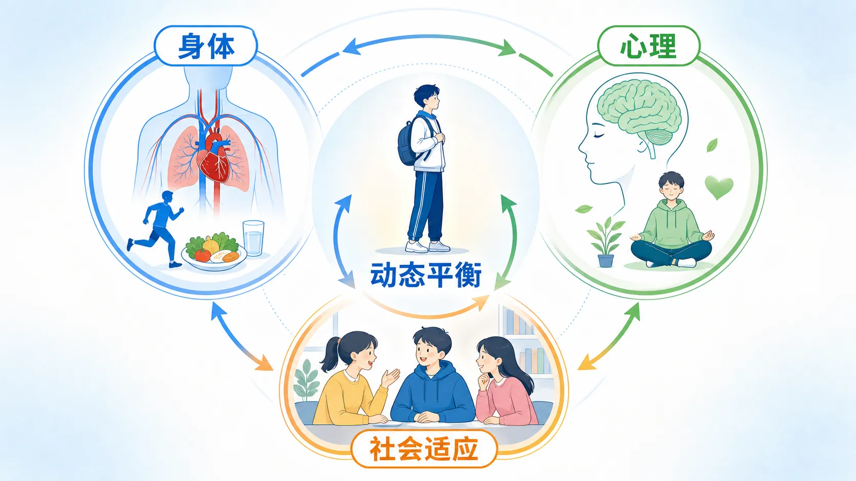 健康生活的全景:身体、心理与社会适应在动态平衡中相互支持