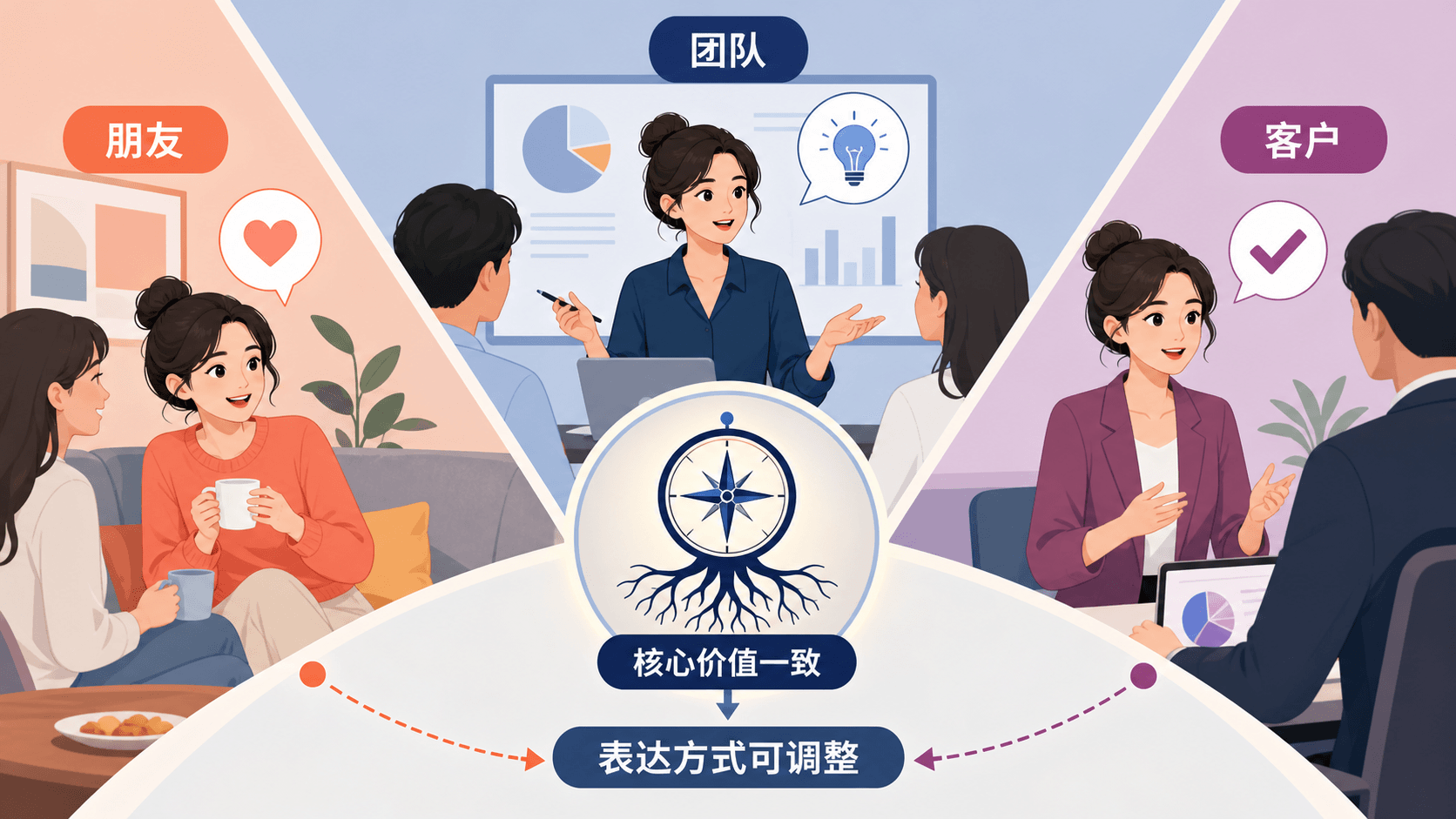 在不同关系中保持价值一致的自我呈现