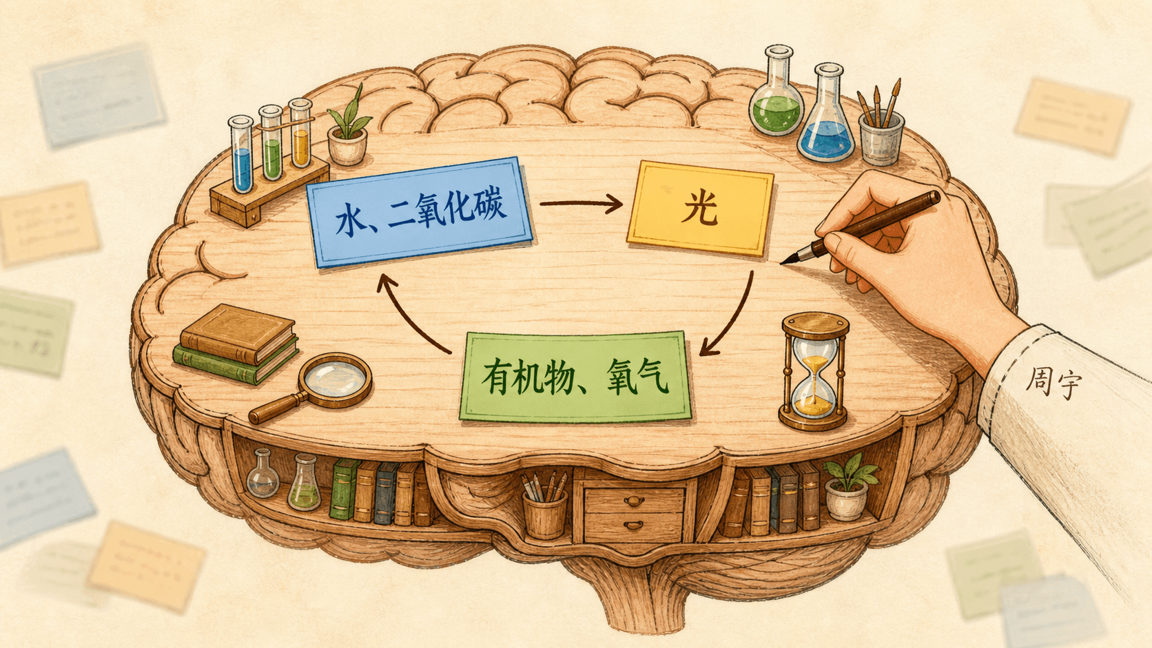工作记忆把原料、条件与产物暂存并组织成关系
