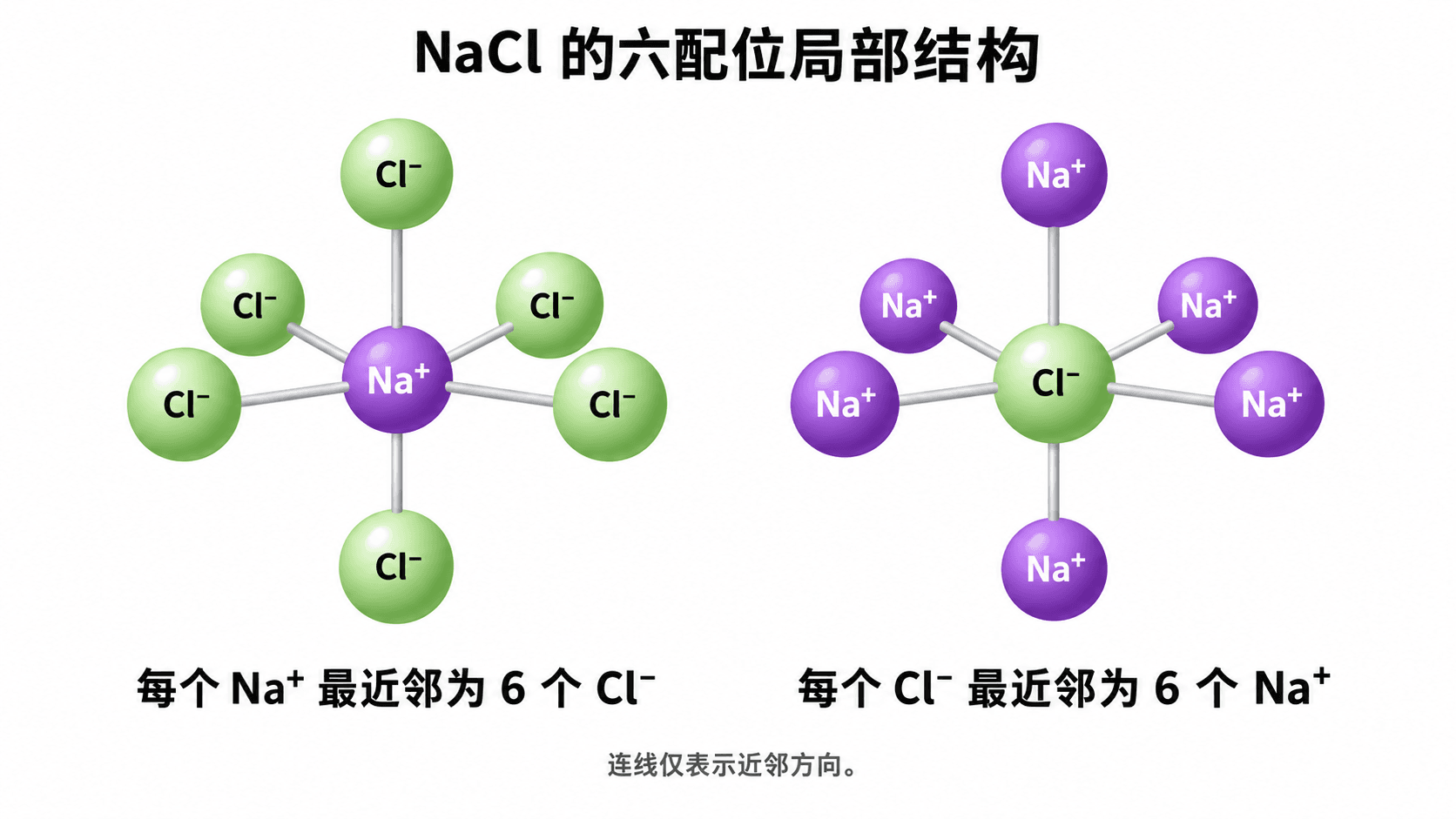 NaCl 晶体中钠离子与氯离子的交替排列