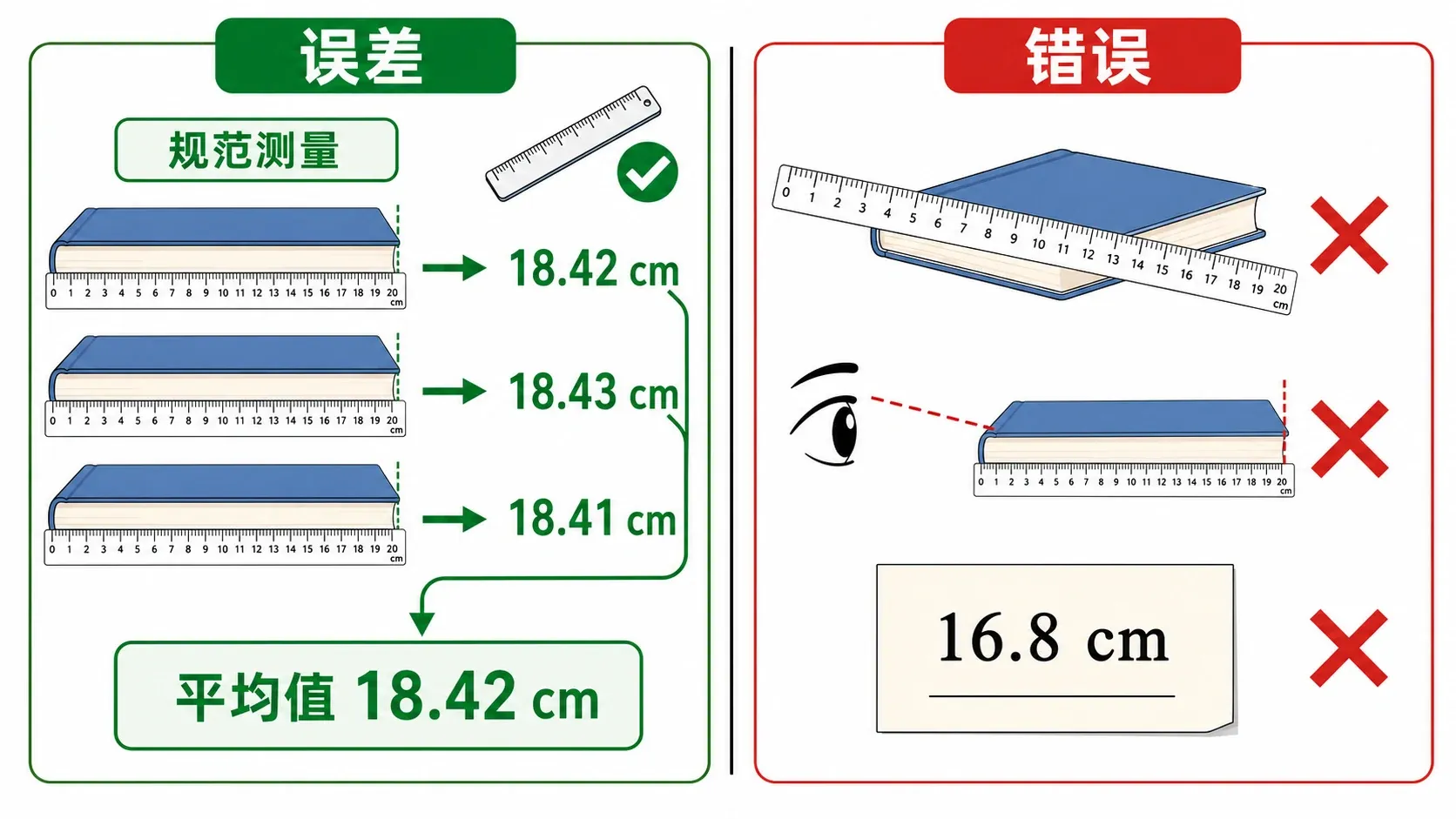 规范测量中的误差与操作记录错误对比