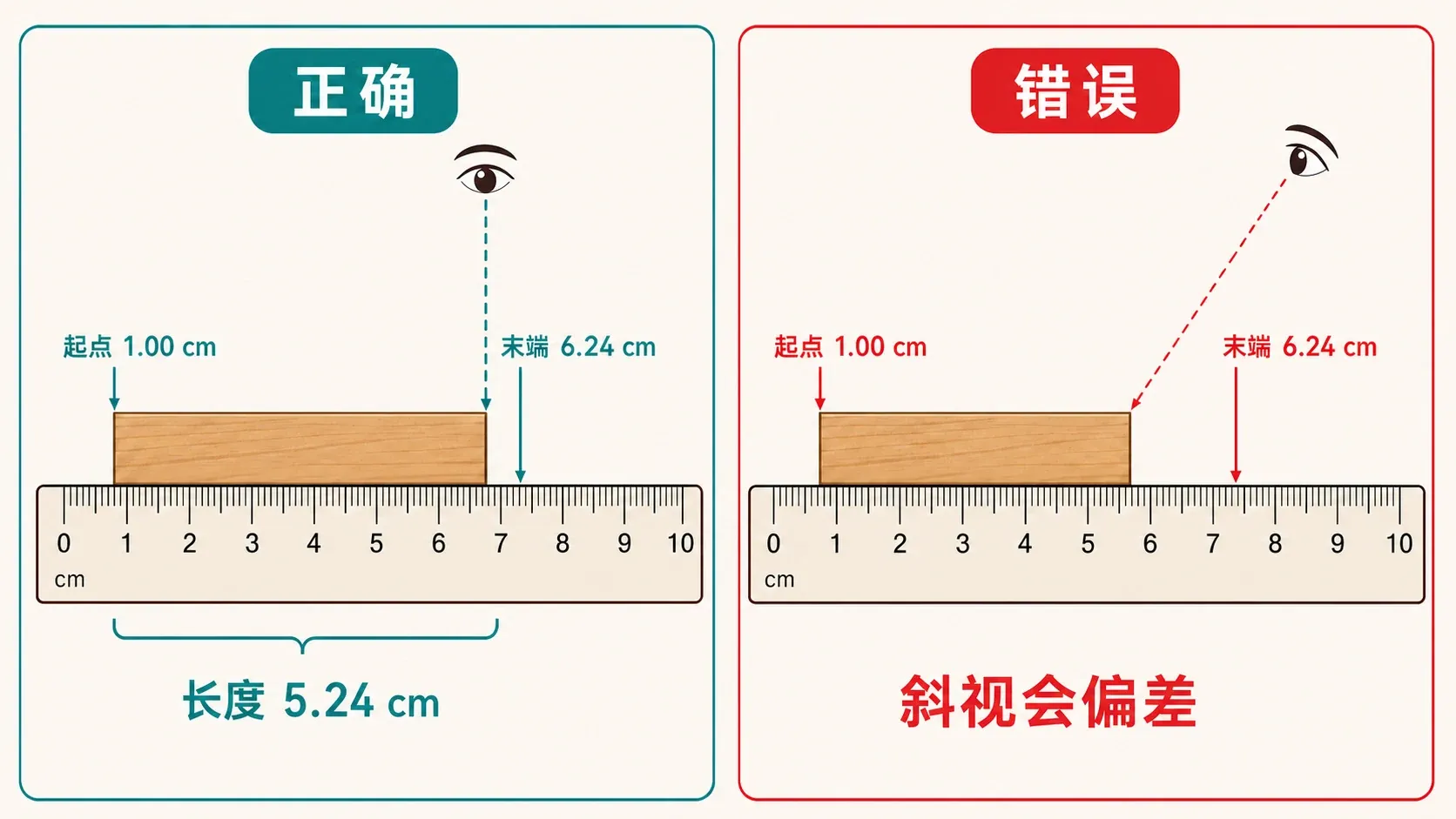 非零起点测量与正确视线的对比