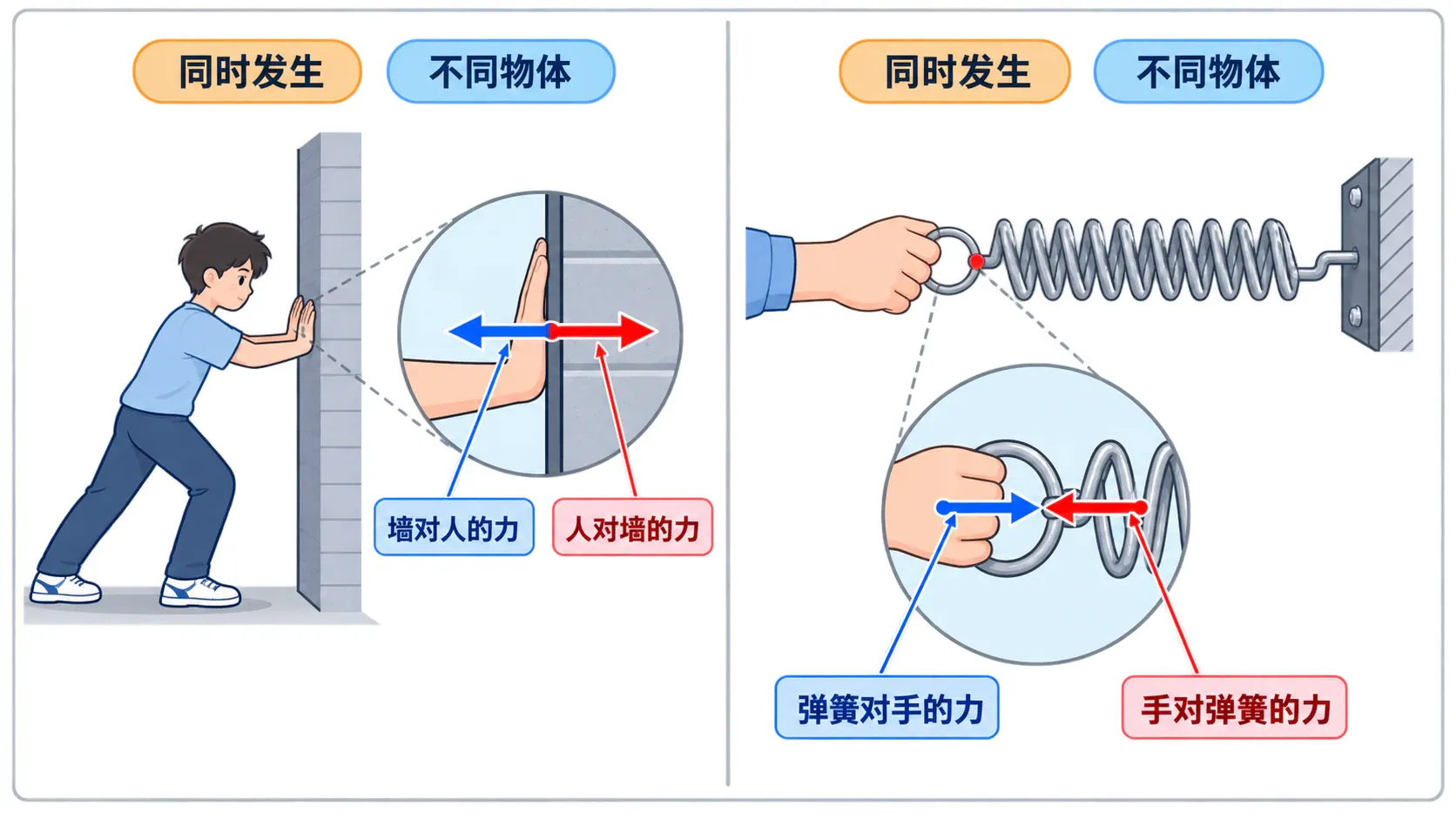 人推墙等实例中物体间力的作用是相互的
