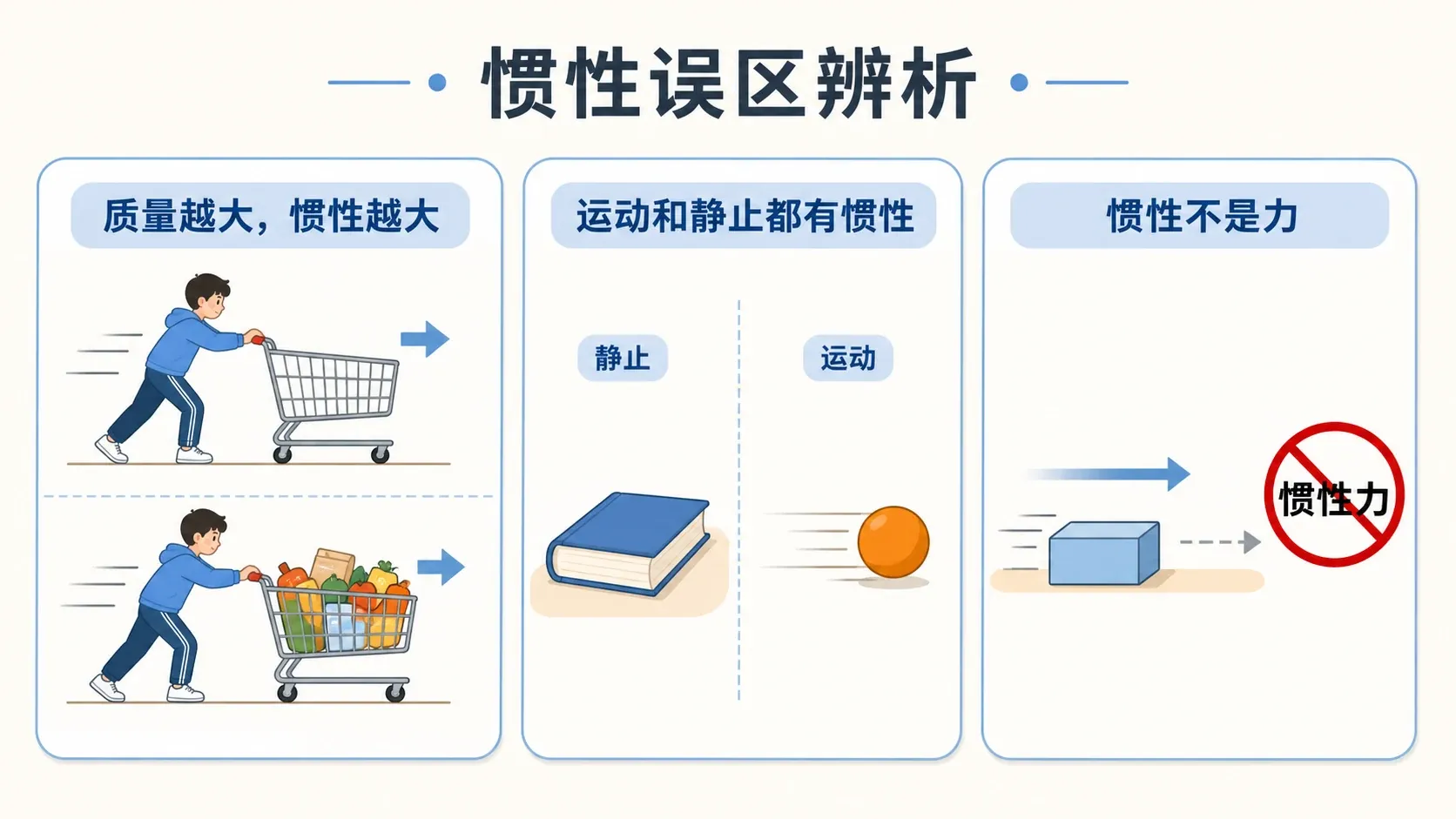 惯性大小与常见错误说法的辨析