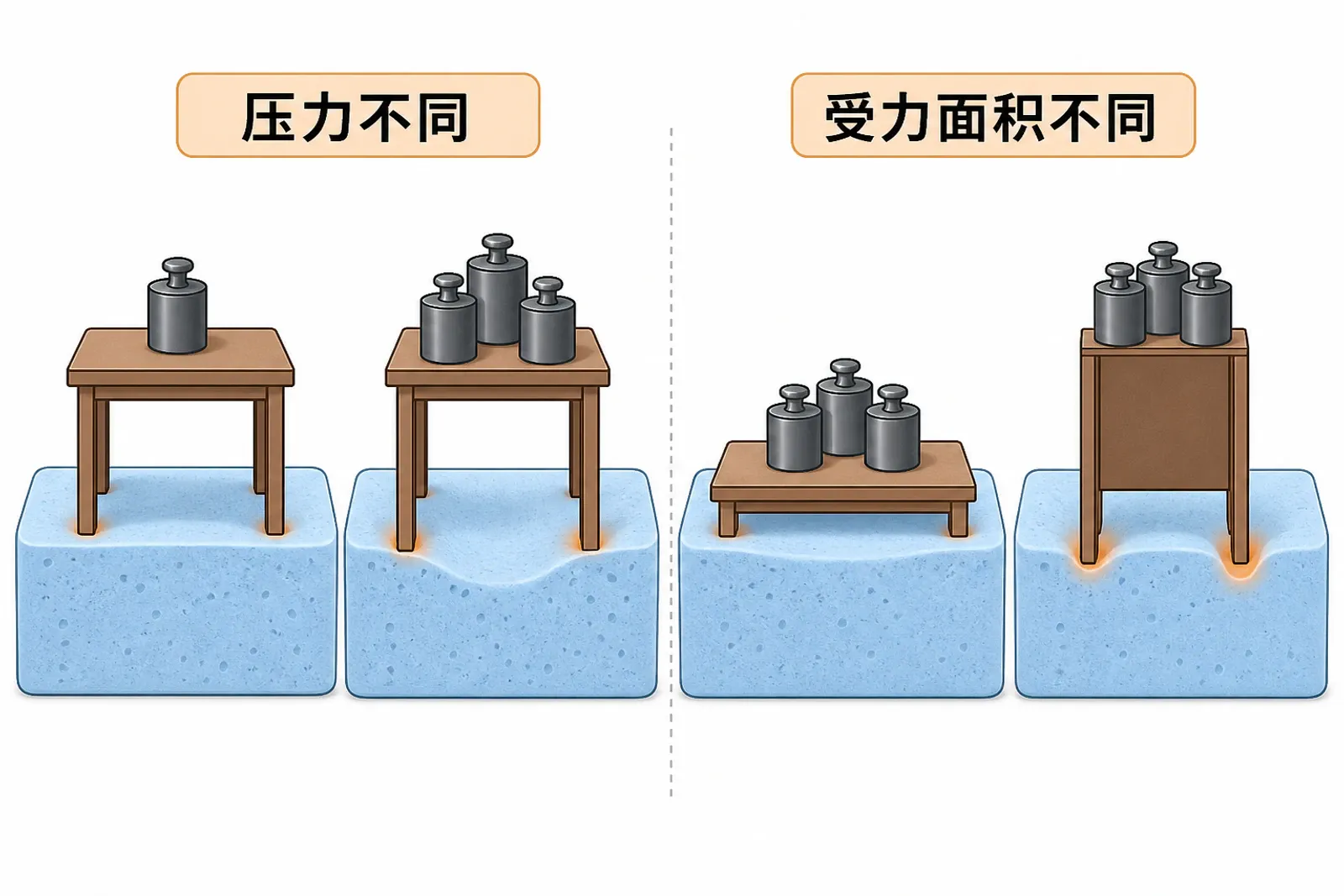 探究压力作用效果与压力及受力面积的关系