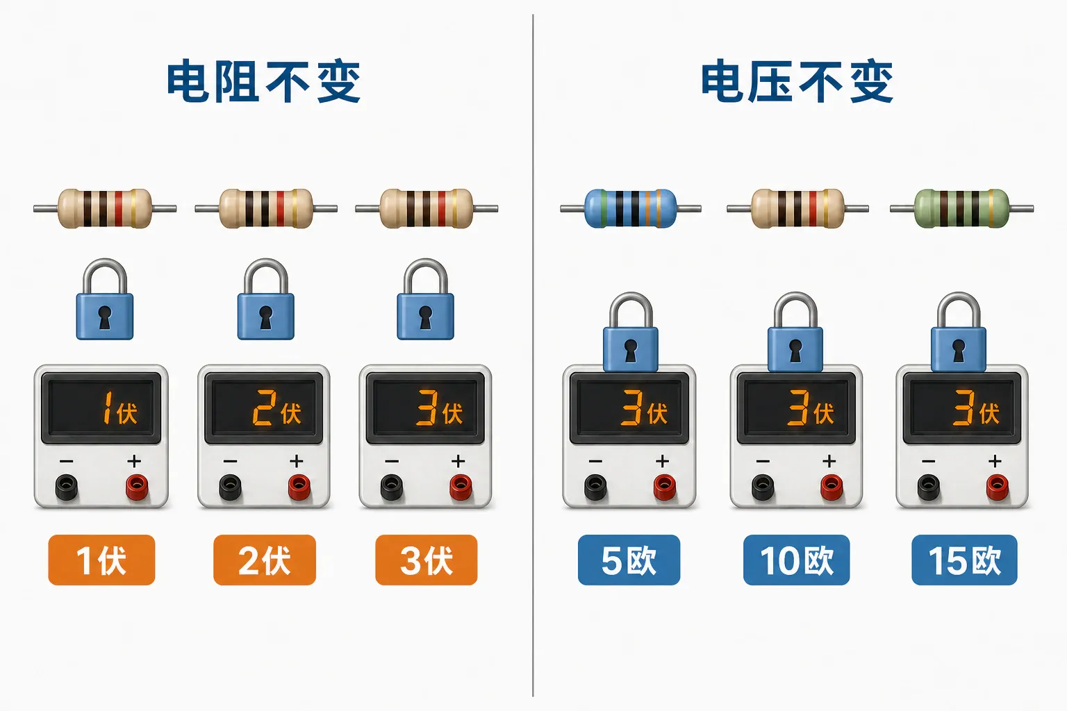 控制变量法下两组实验的变量安排