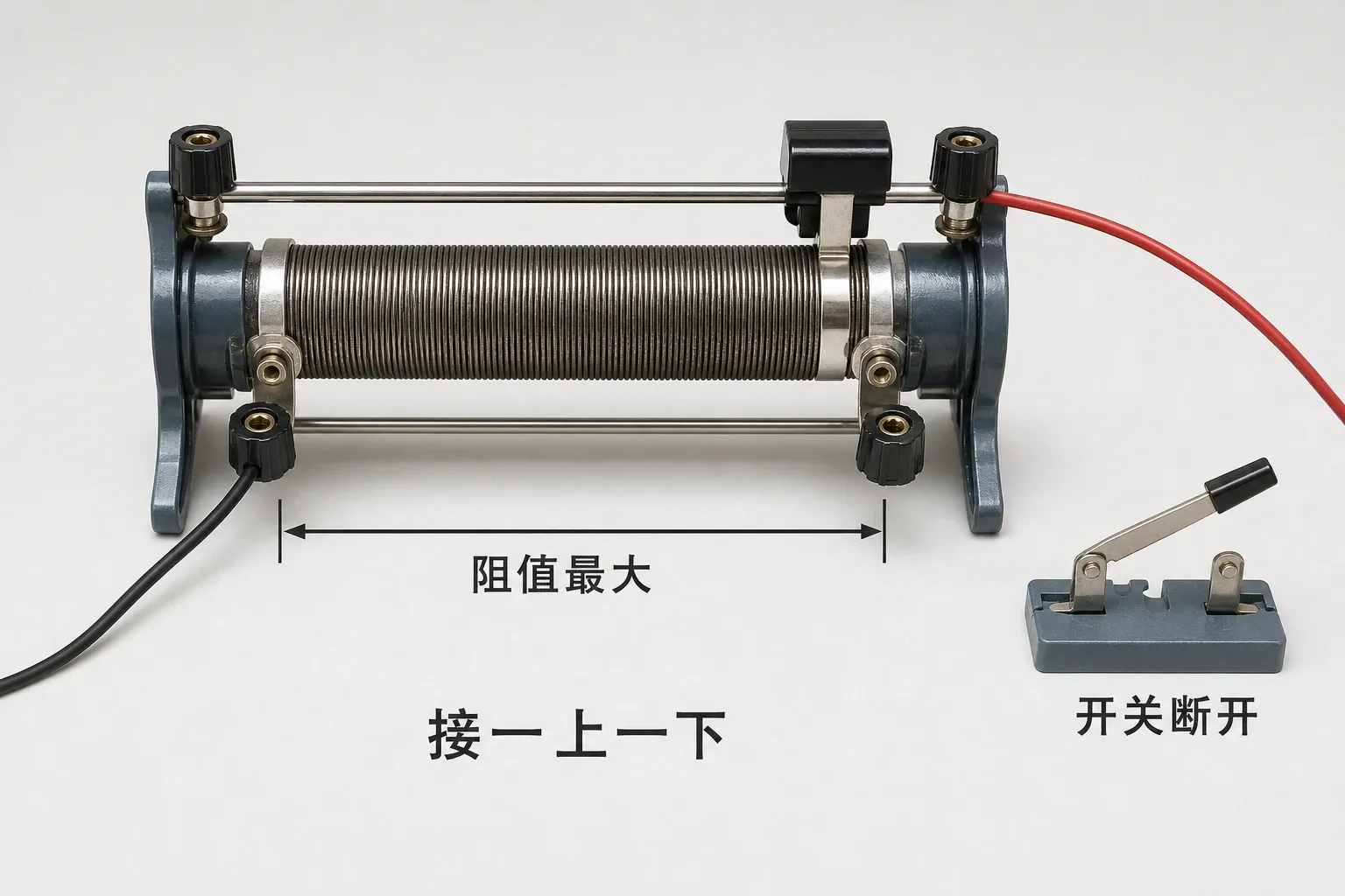 实验前滑动变阻器的安全接法与最大阻值位置