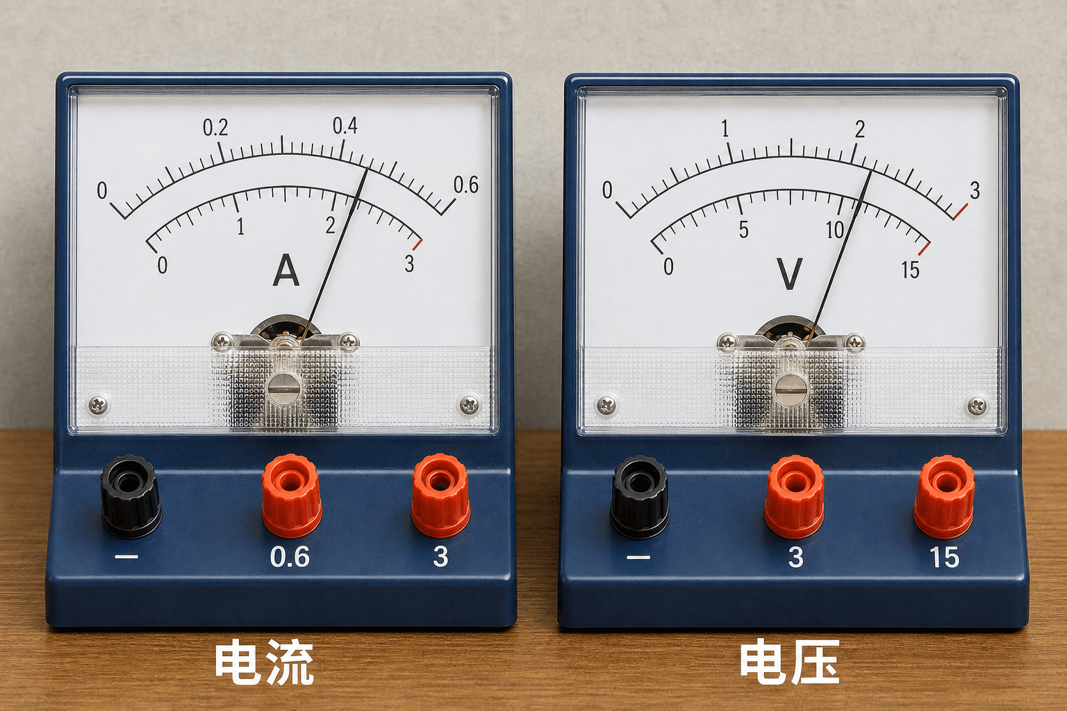 电流表和电压表的量程、表盘与指针读数细节