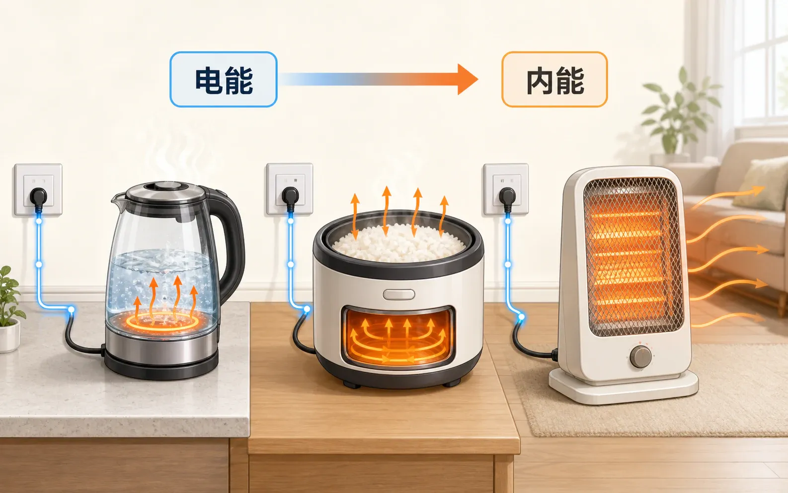 生活中常见电热器及电能转化现象