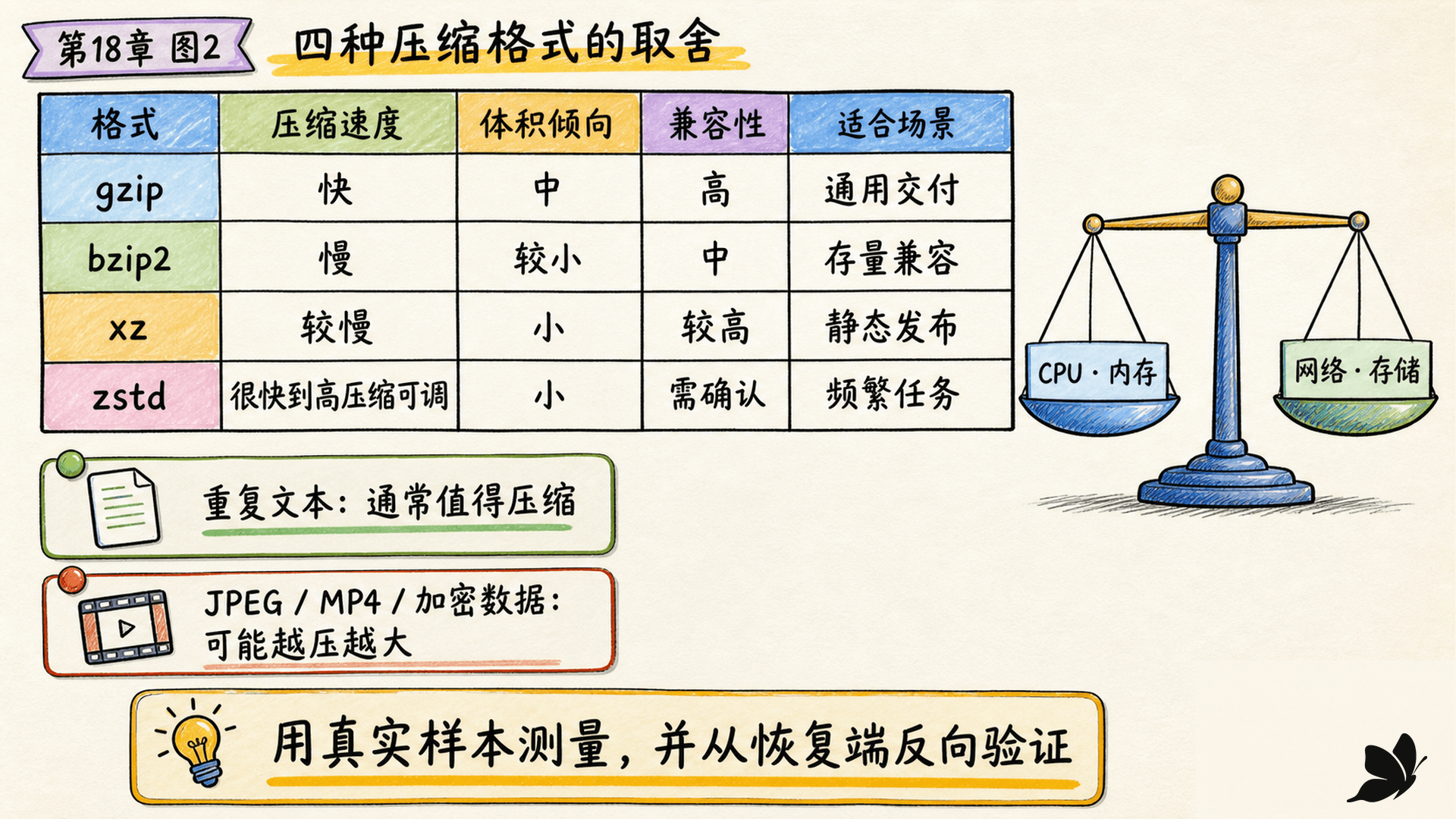 gzip、bzip2、xz 与 zstd 的速度、压缩率和兼容性取舍
