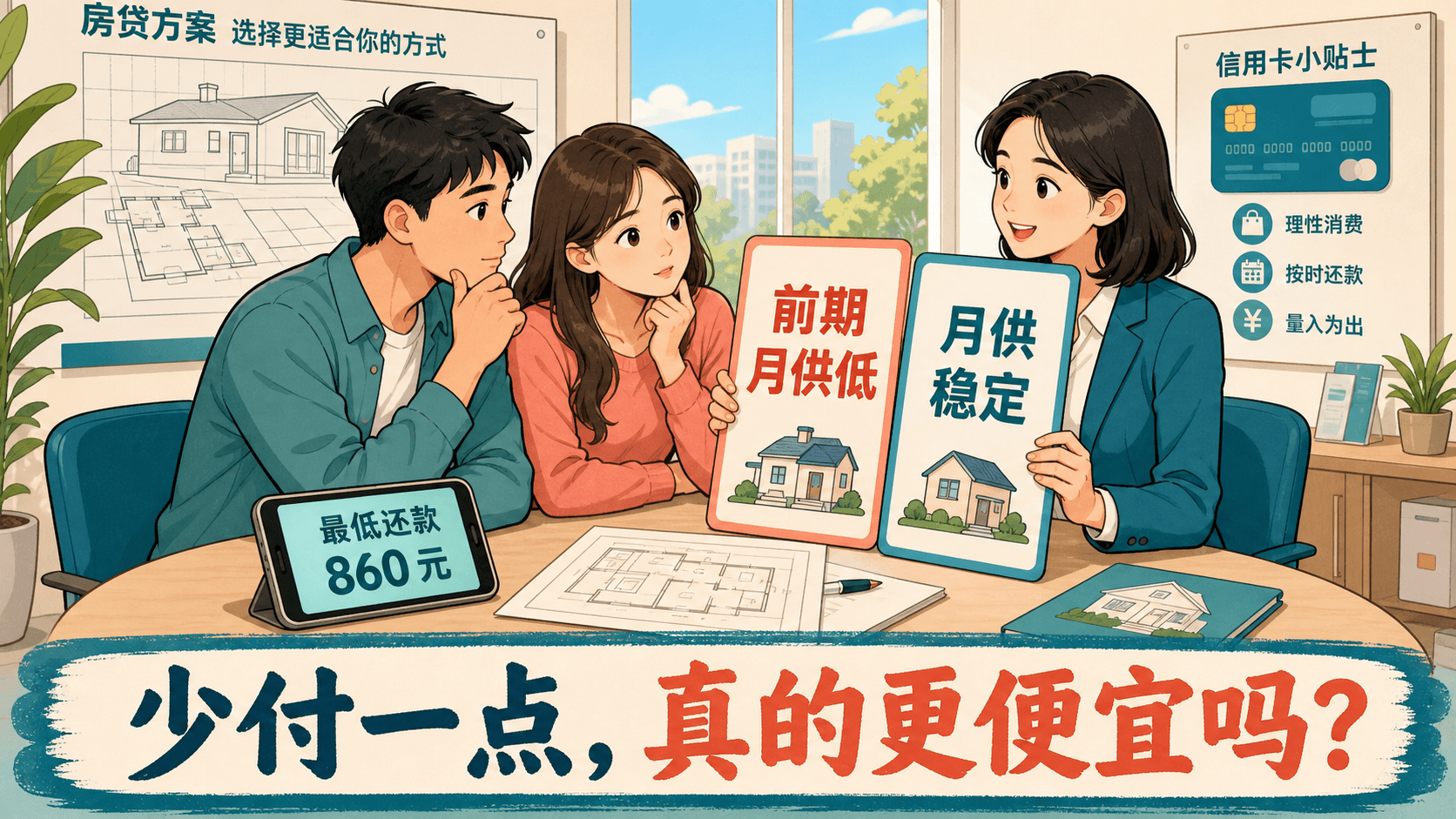 售楼处里比较低月供与稳定月供