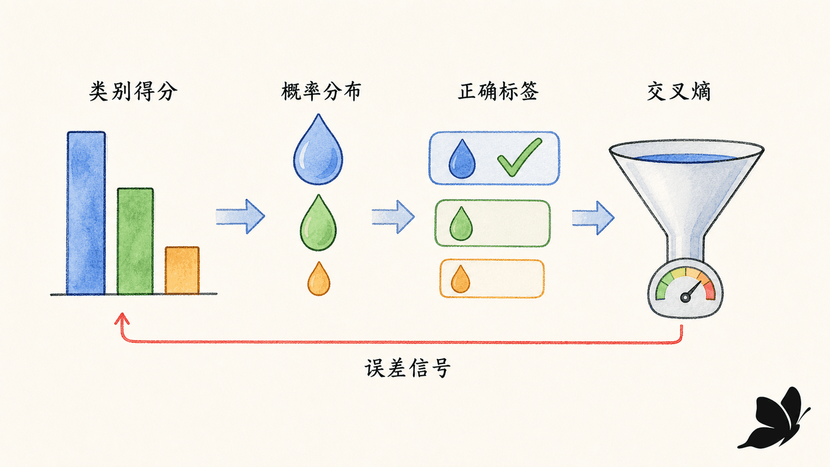 logits、Softmax概率、交叉熵与梯度的连接