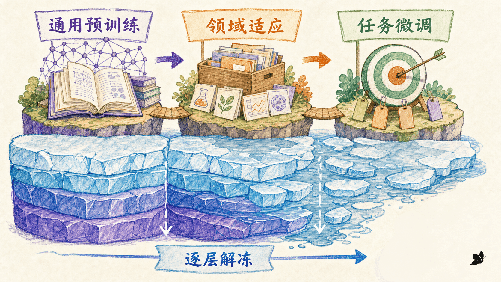 ULMFiT 的三阶段迁移与逐层解冻