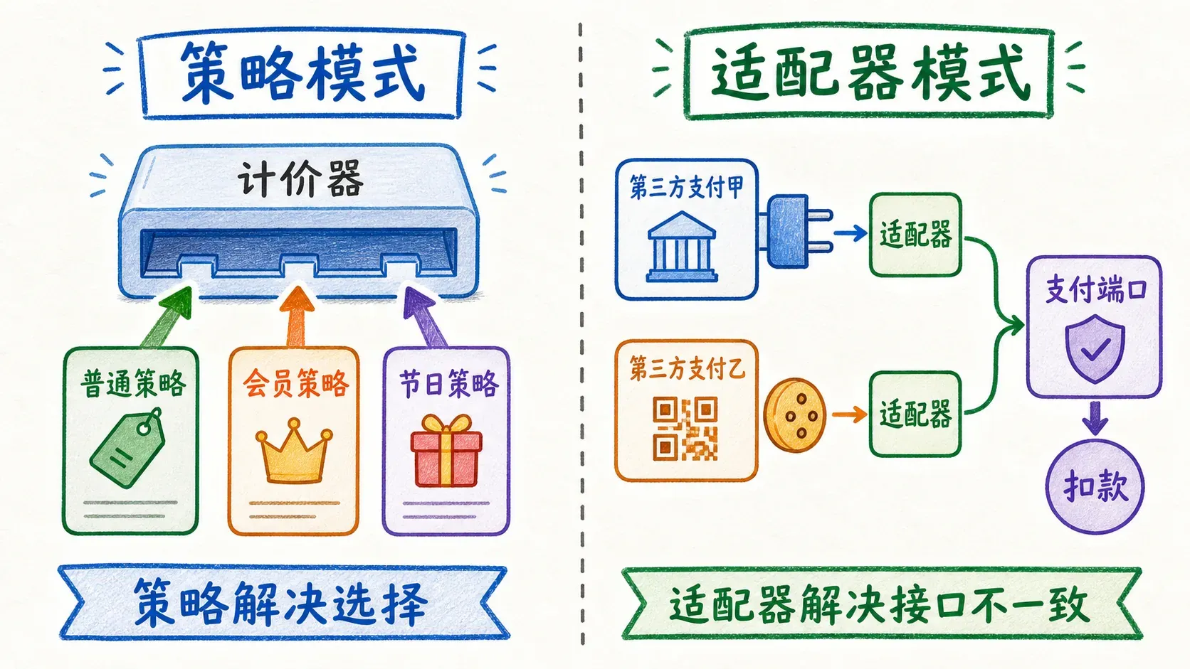 策略模式与适配器模式的职责对比