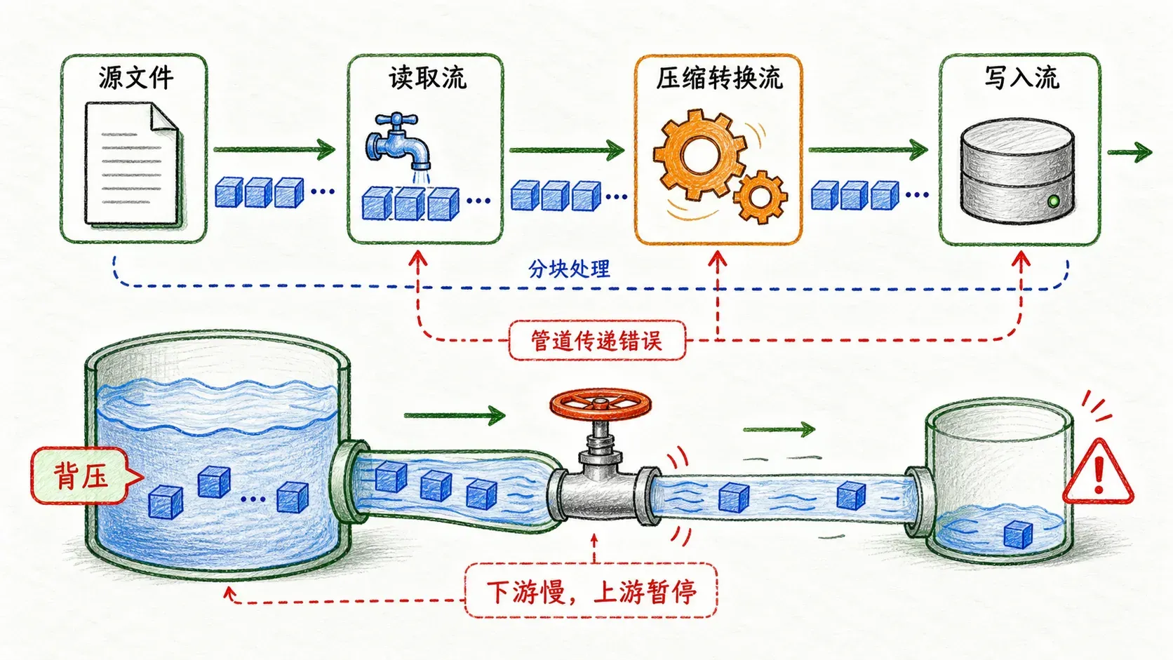 Node.js 流水线、分块处理与背压