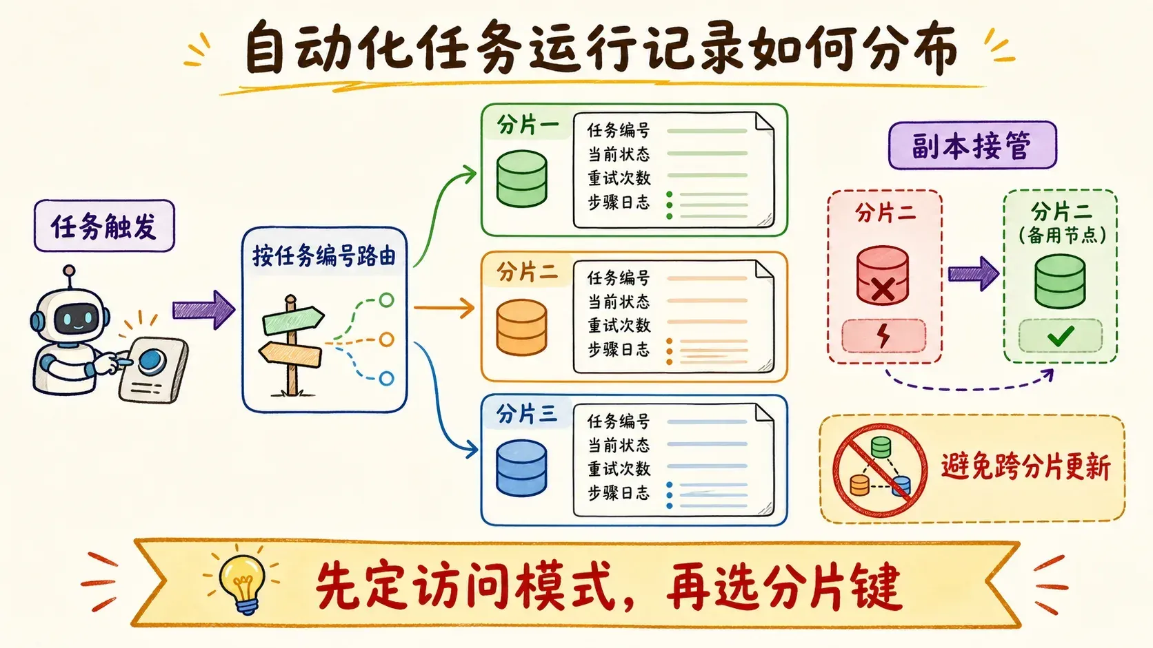 自动化任务运行记录的路由、分片与副本接管