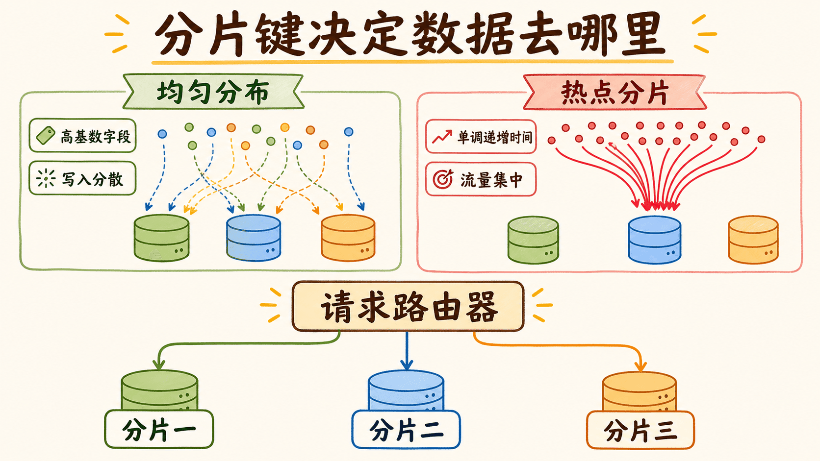 分片键如何影响均匀分布与热点