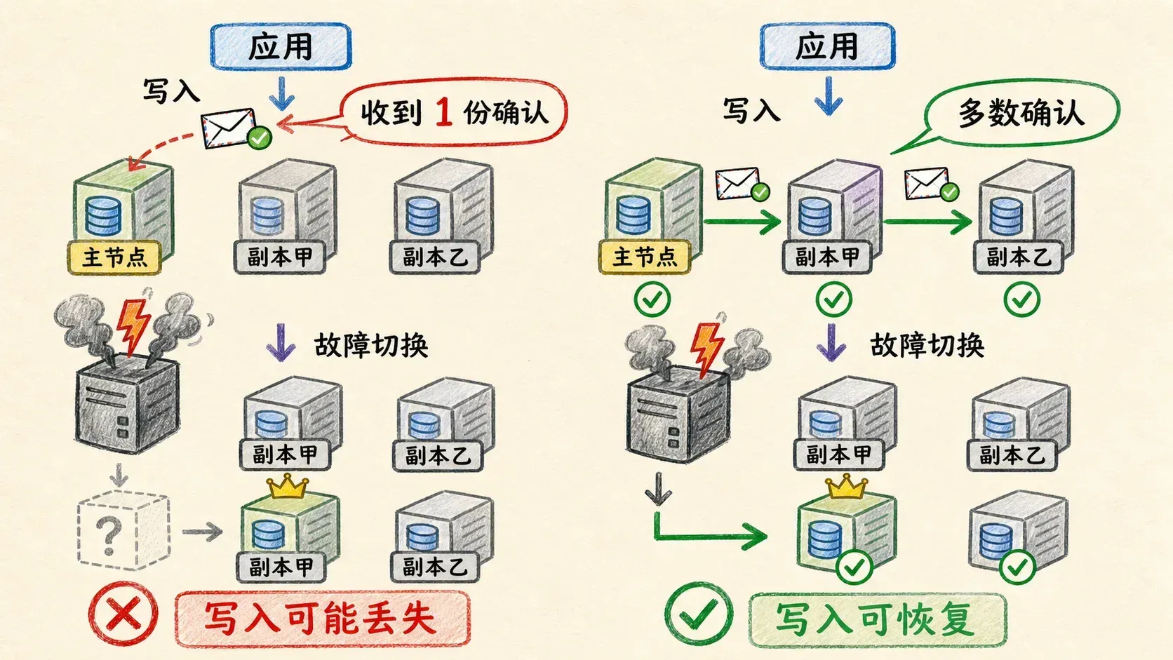 不同副本确认策略带来的持久性差别