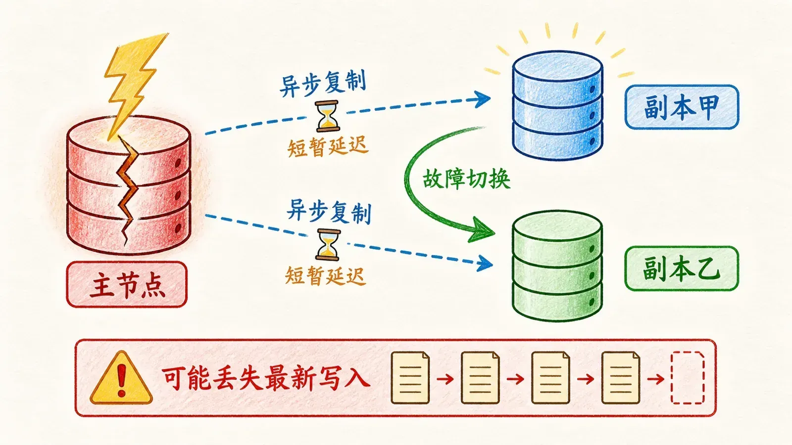 主节点向副本异步复制以及故障切换的边界