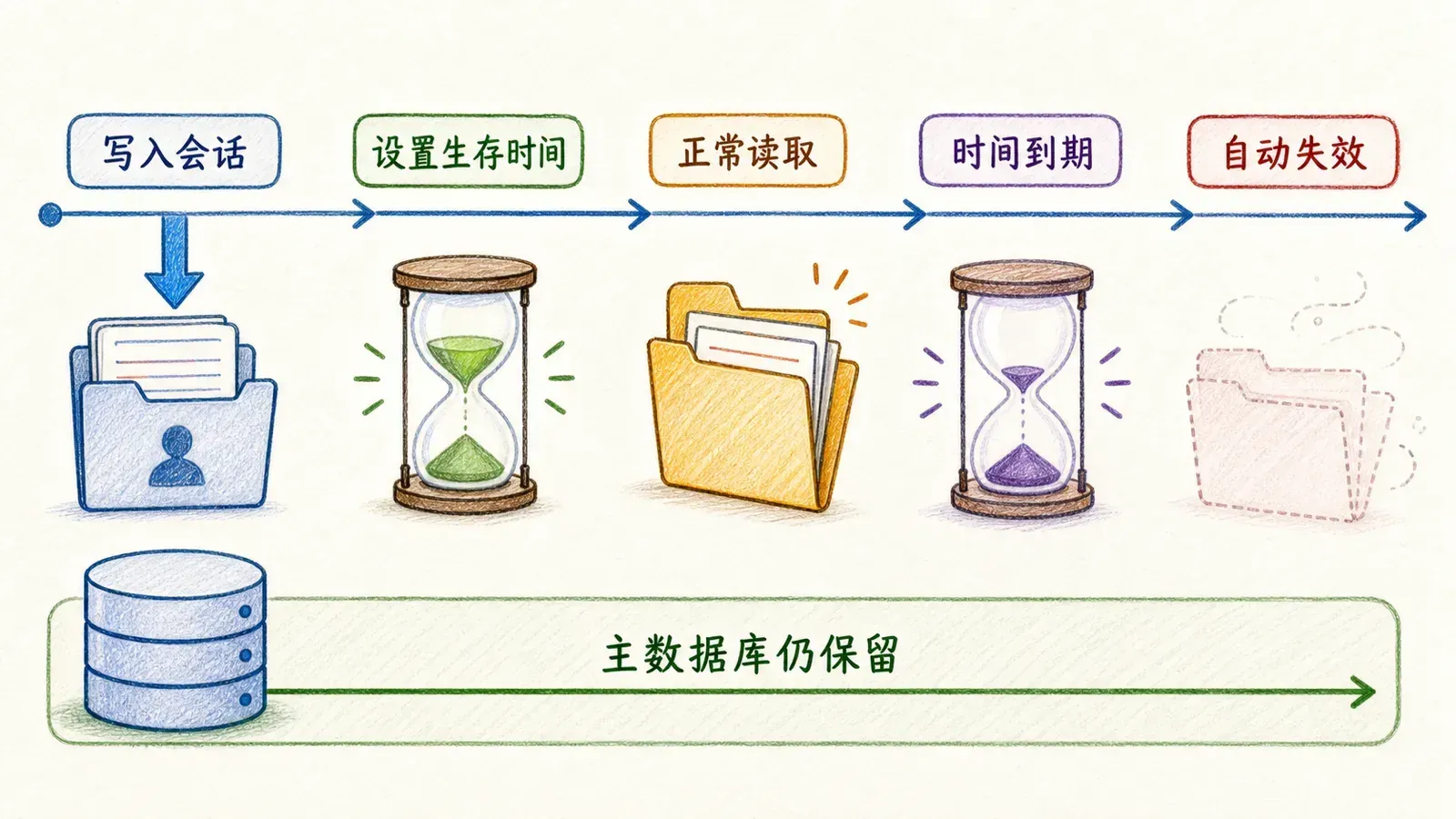 带有生存时间的会话从写入到自动失效