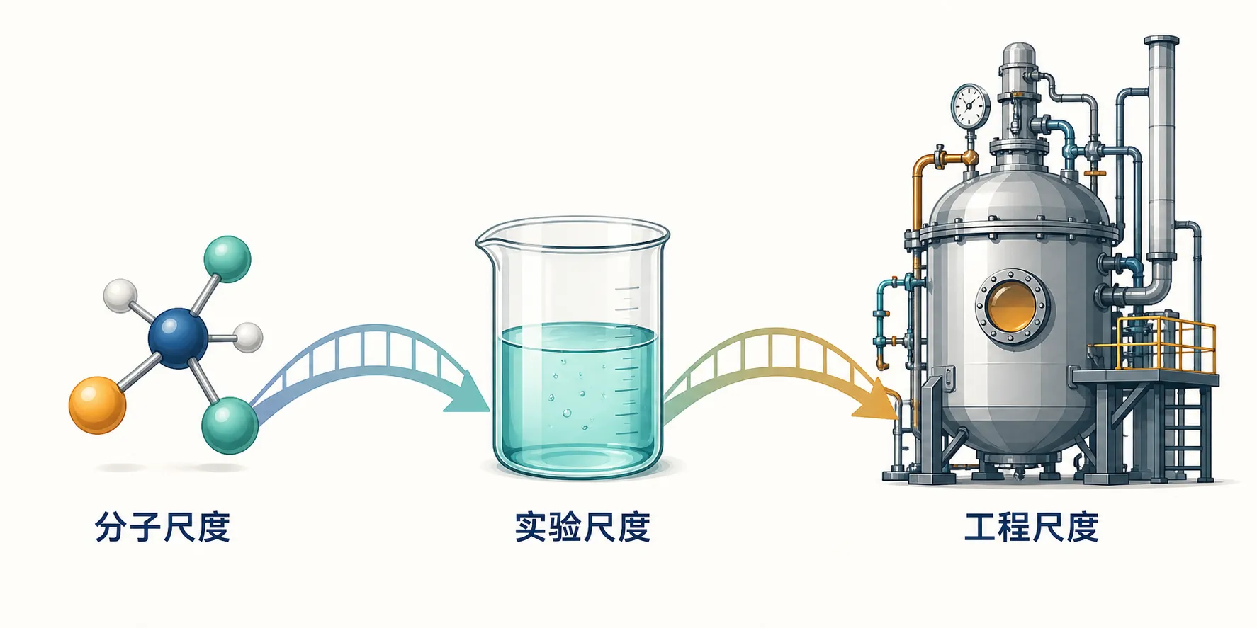 从分子尺度到实验尺度再到工业过程的尺度桥梁