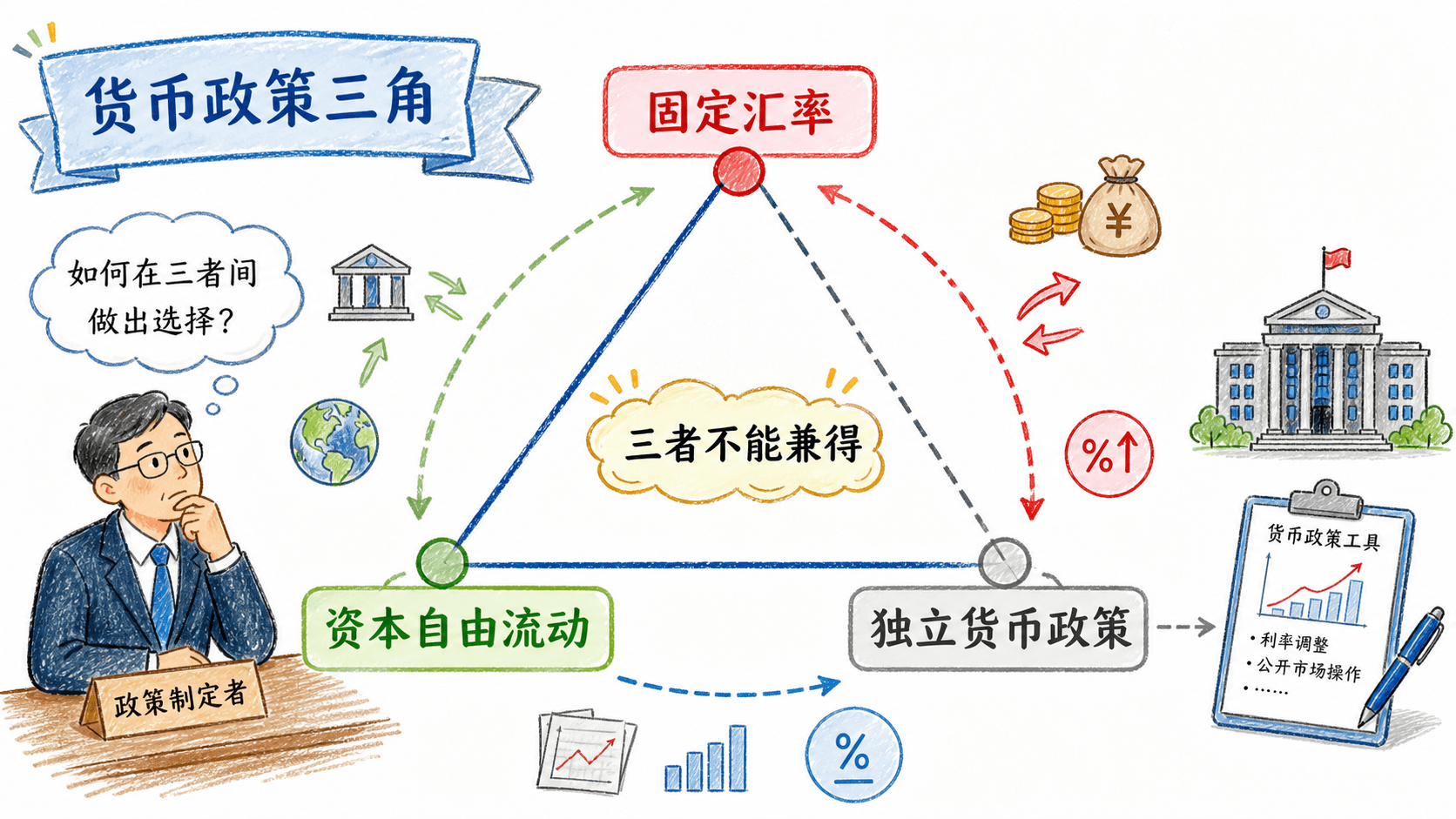 不可能三角的政策取舍:固定汇率、资本自由流动与独立货币政策无法三者兼得