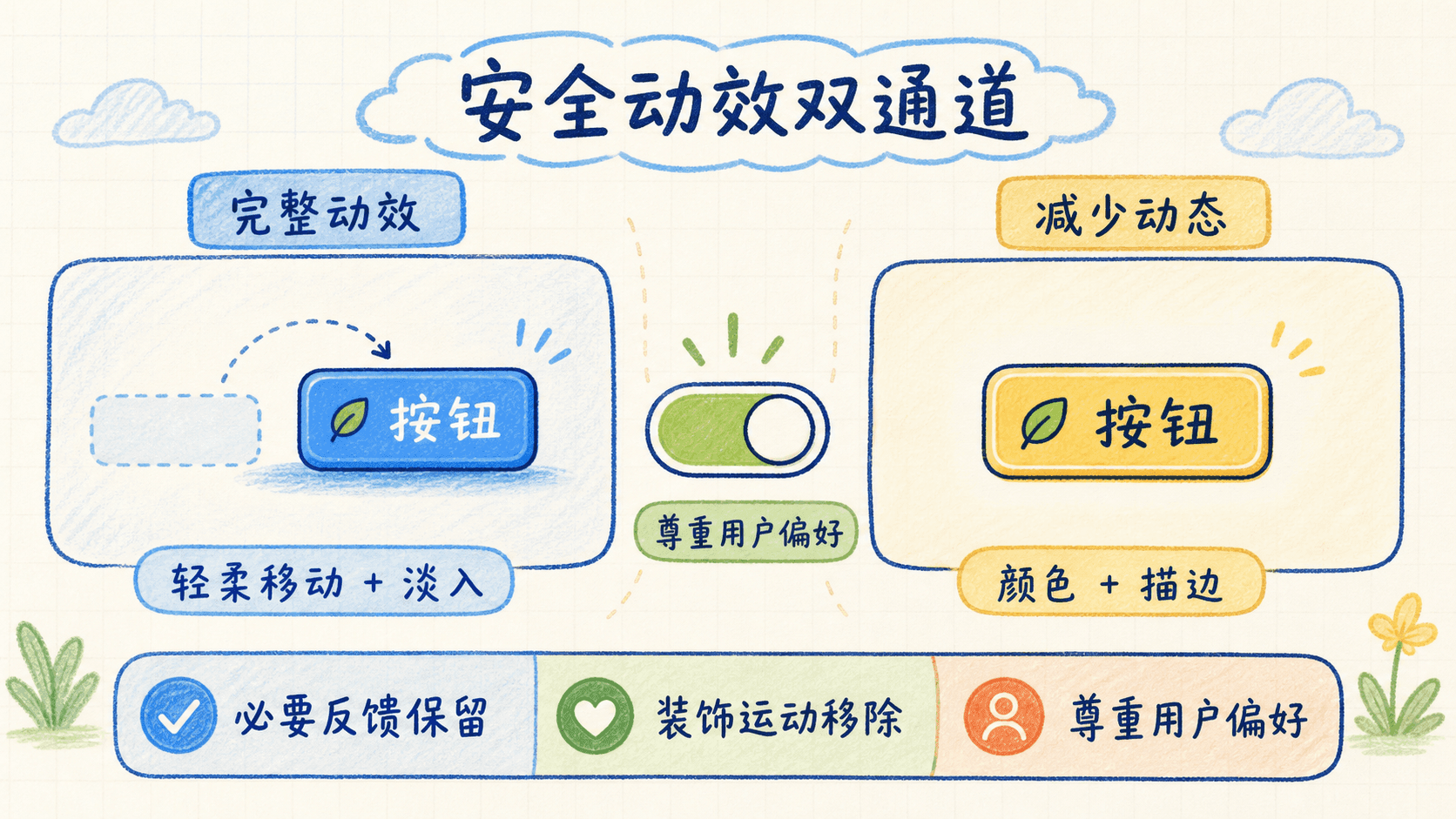 完整动效与减少动态的手绘双通道方案