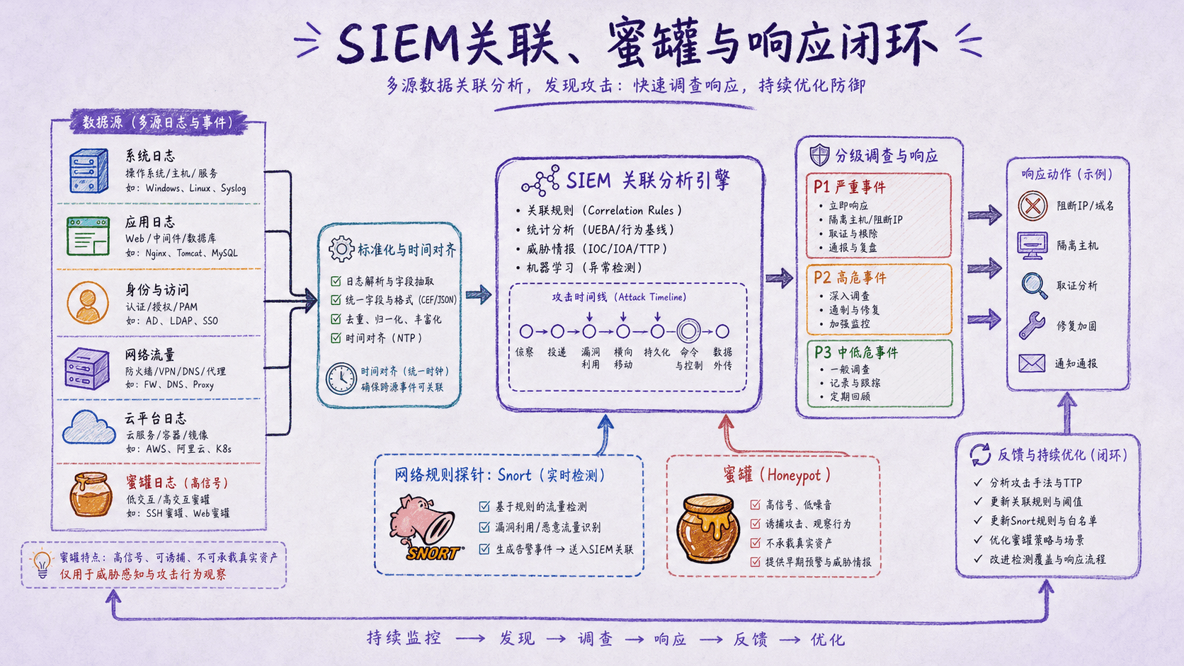 SIEM关联蜜罐Snort与响应闭环