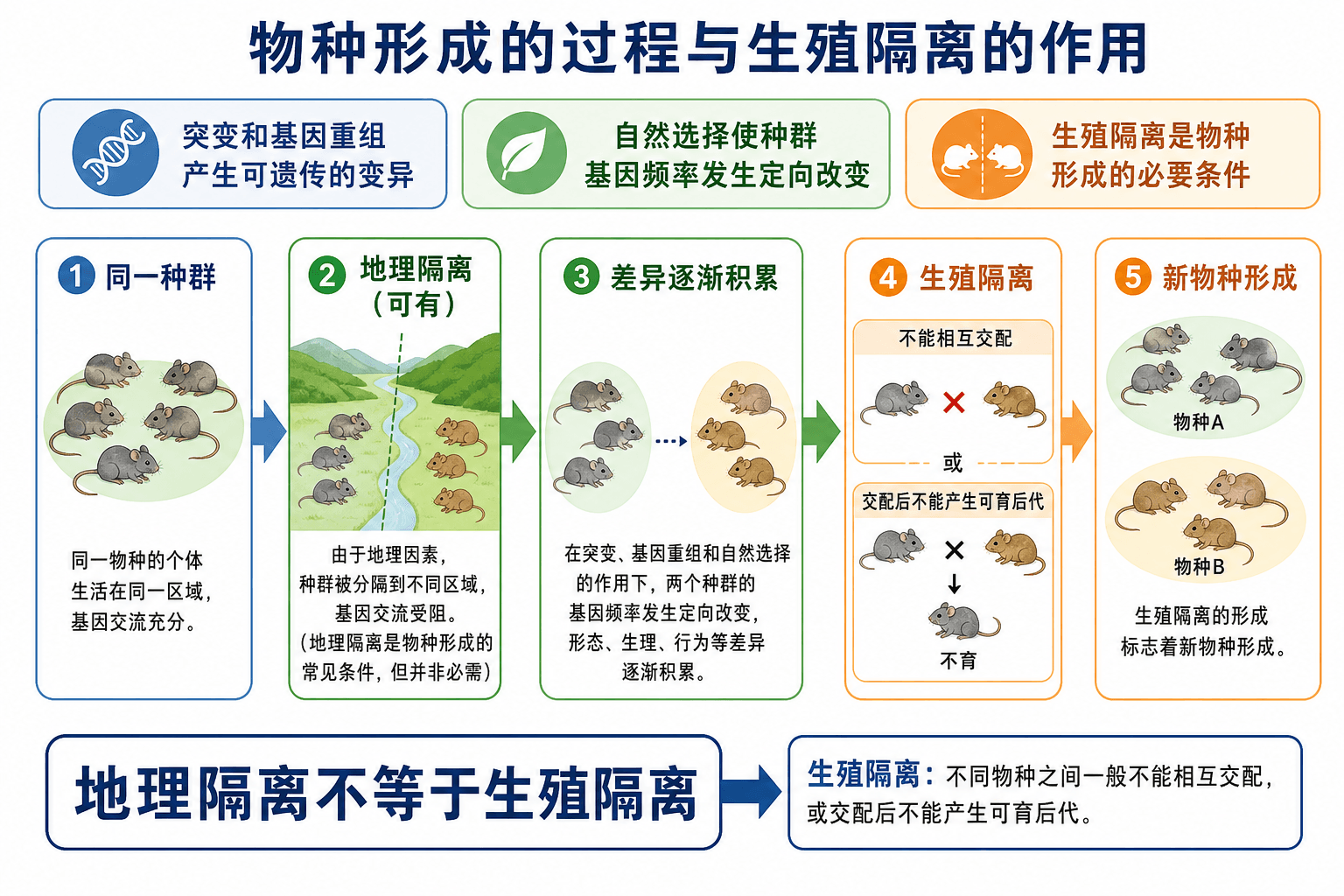 从隔离到新物种形成的路径