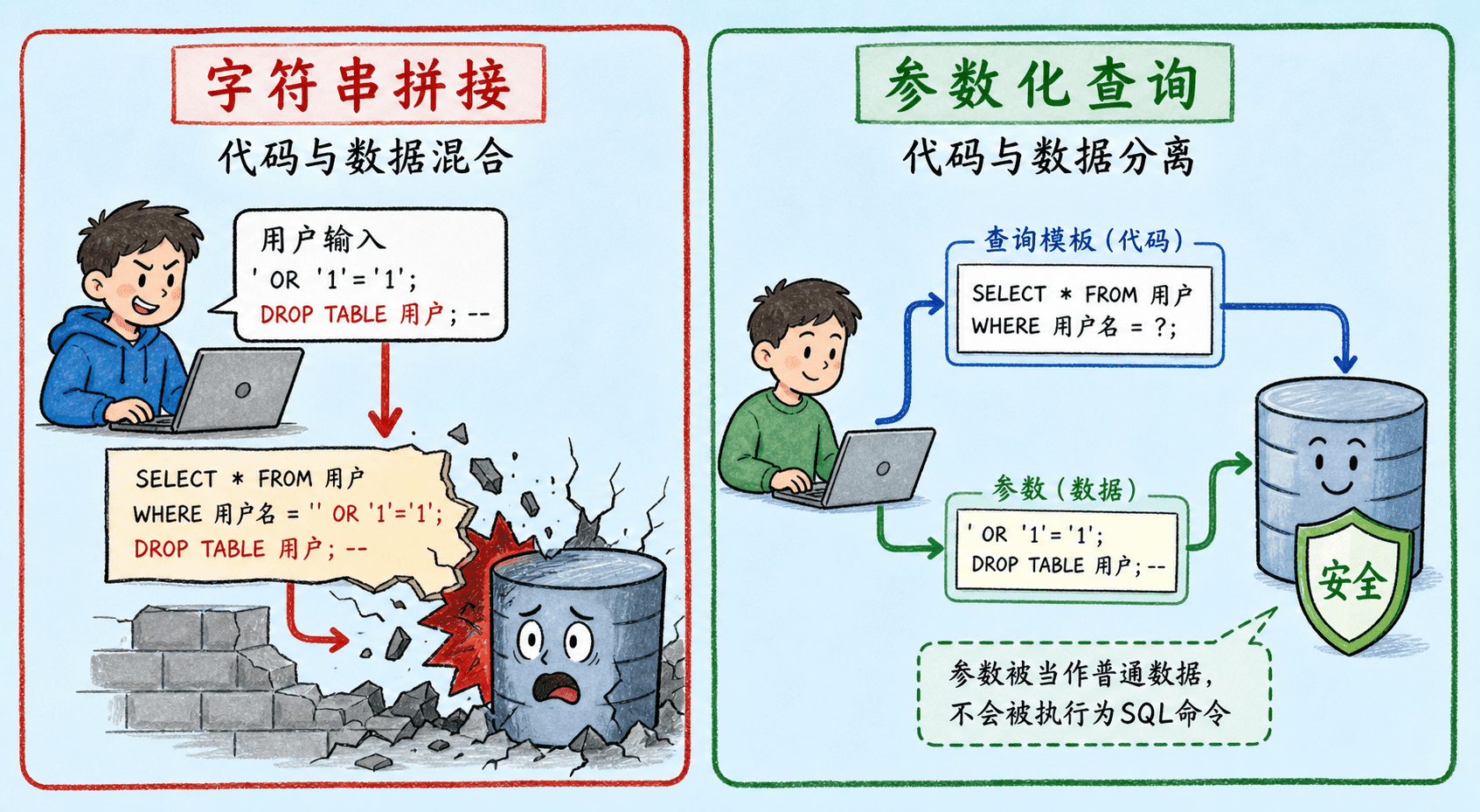 字符串拼接与参数化查询