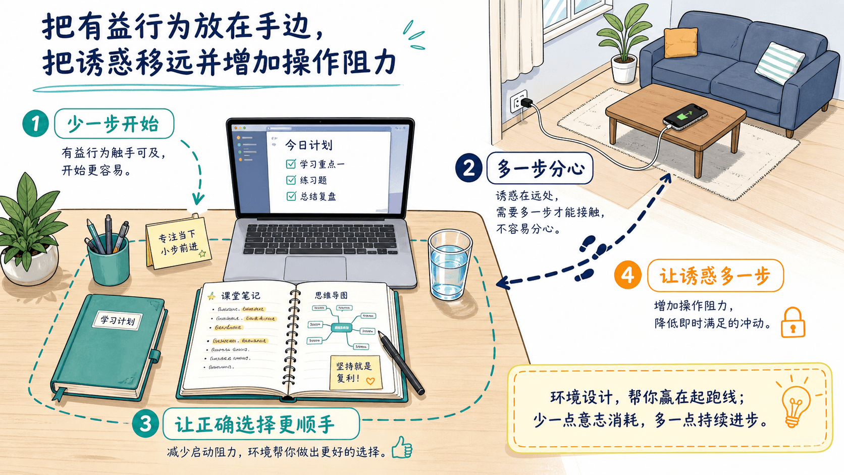 环境重新布置:让正确选择更顺手,让诱惑多一步